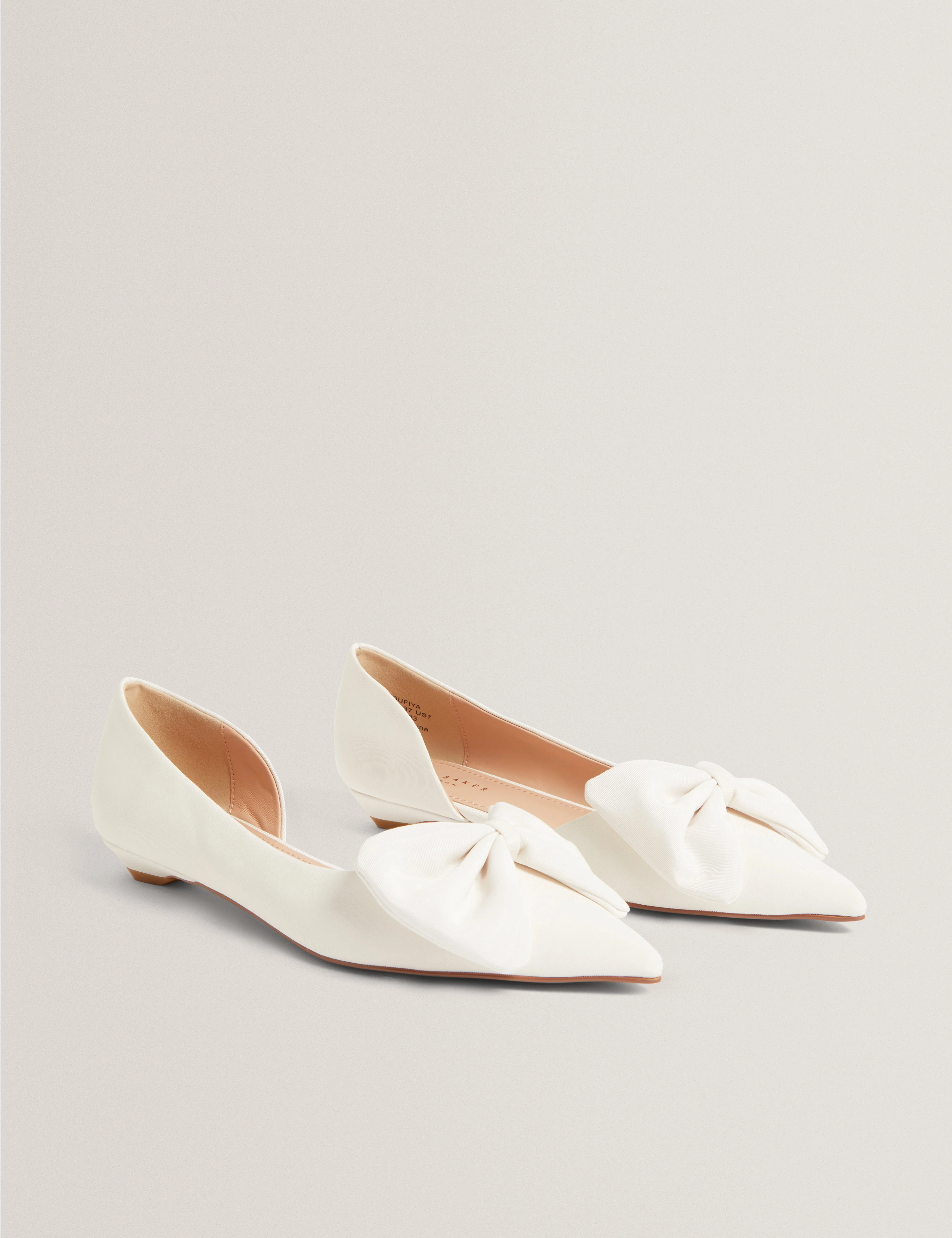 Soufiya Satin Bow Detail Flat Ivory - Image 3