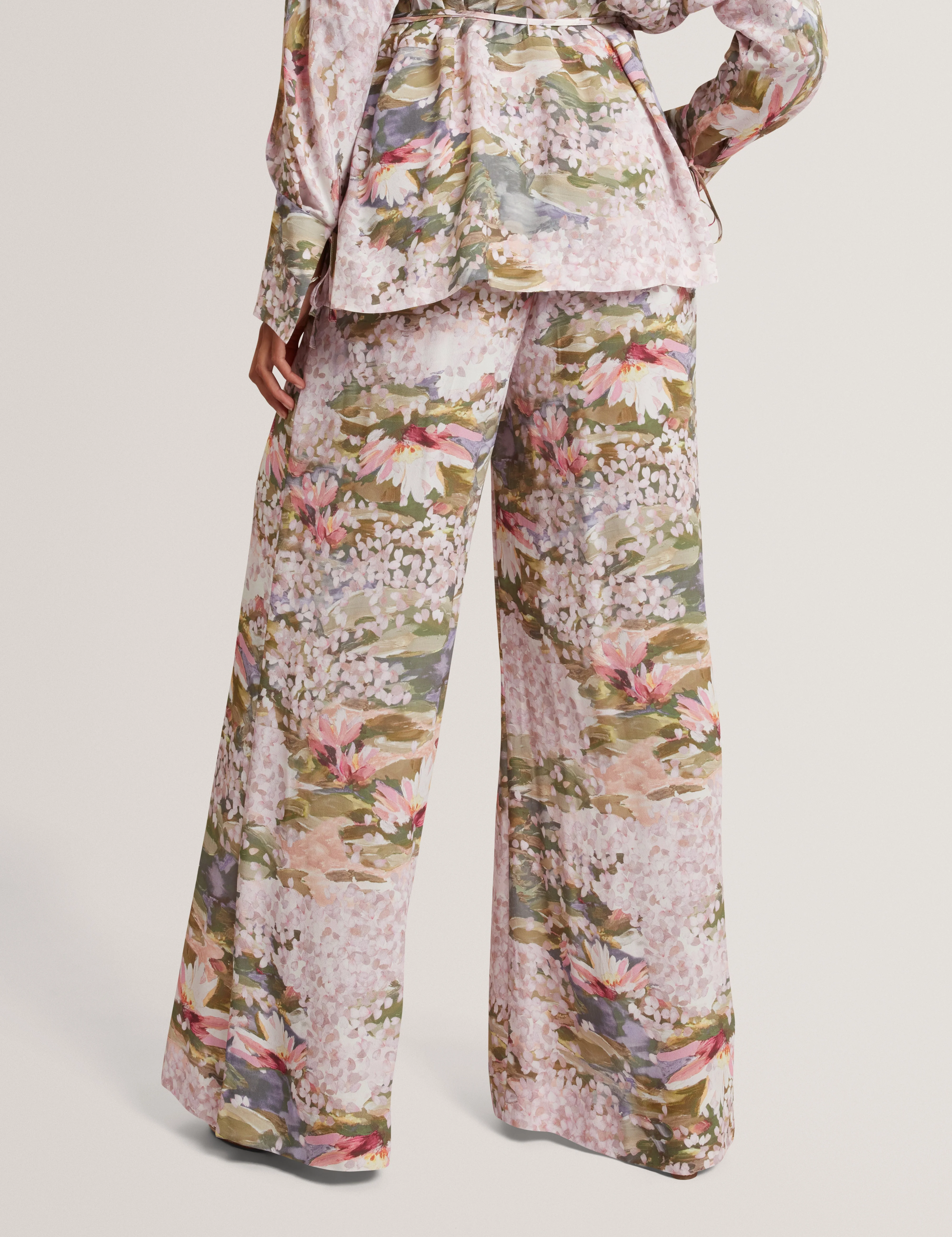 Spiree Wide Leg Printed Trousers Pink - Image 5