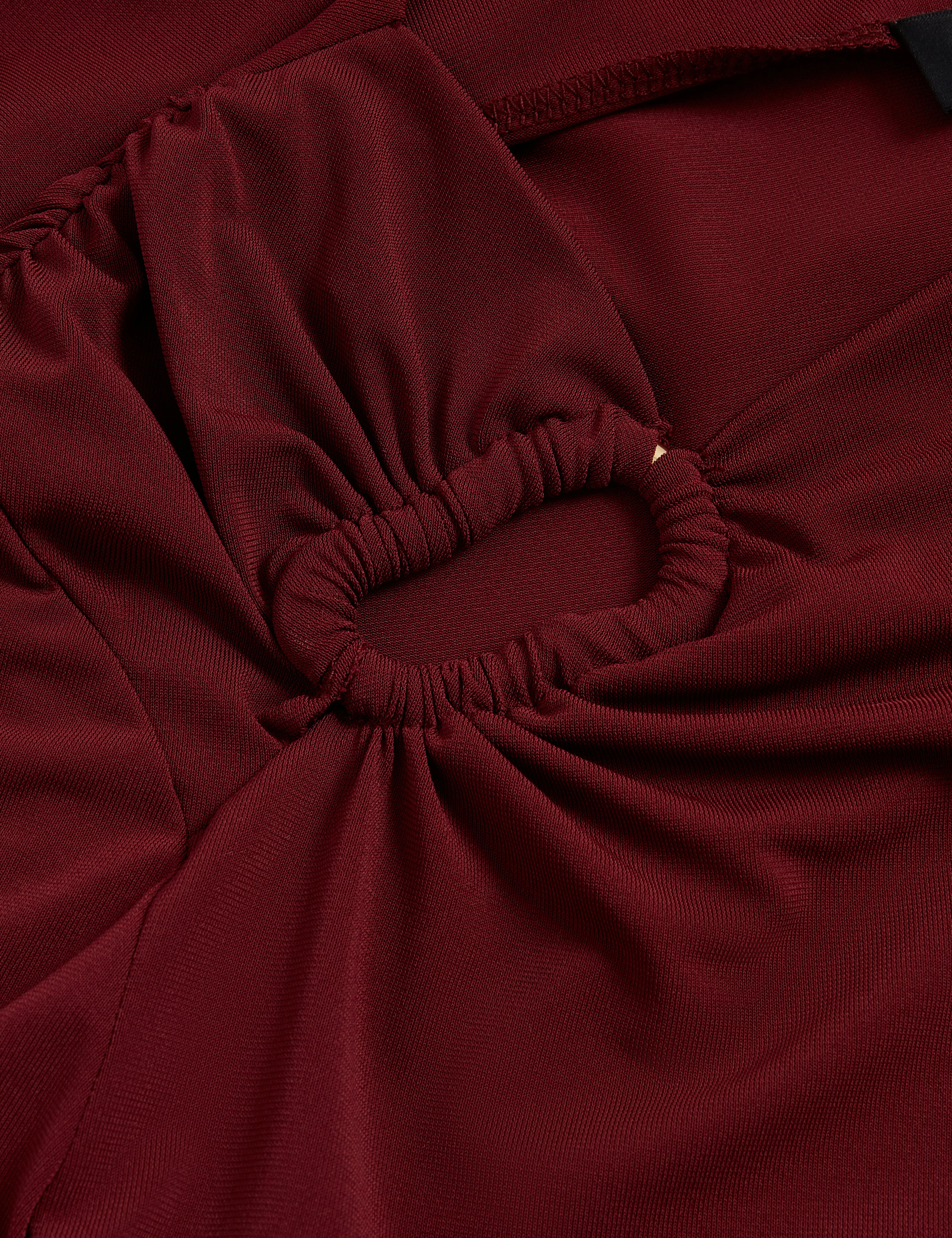Strala Long Sleeve Ruched Top With Metal Detail Oxblood - Image 3