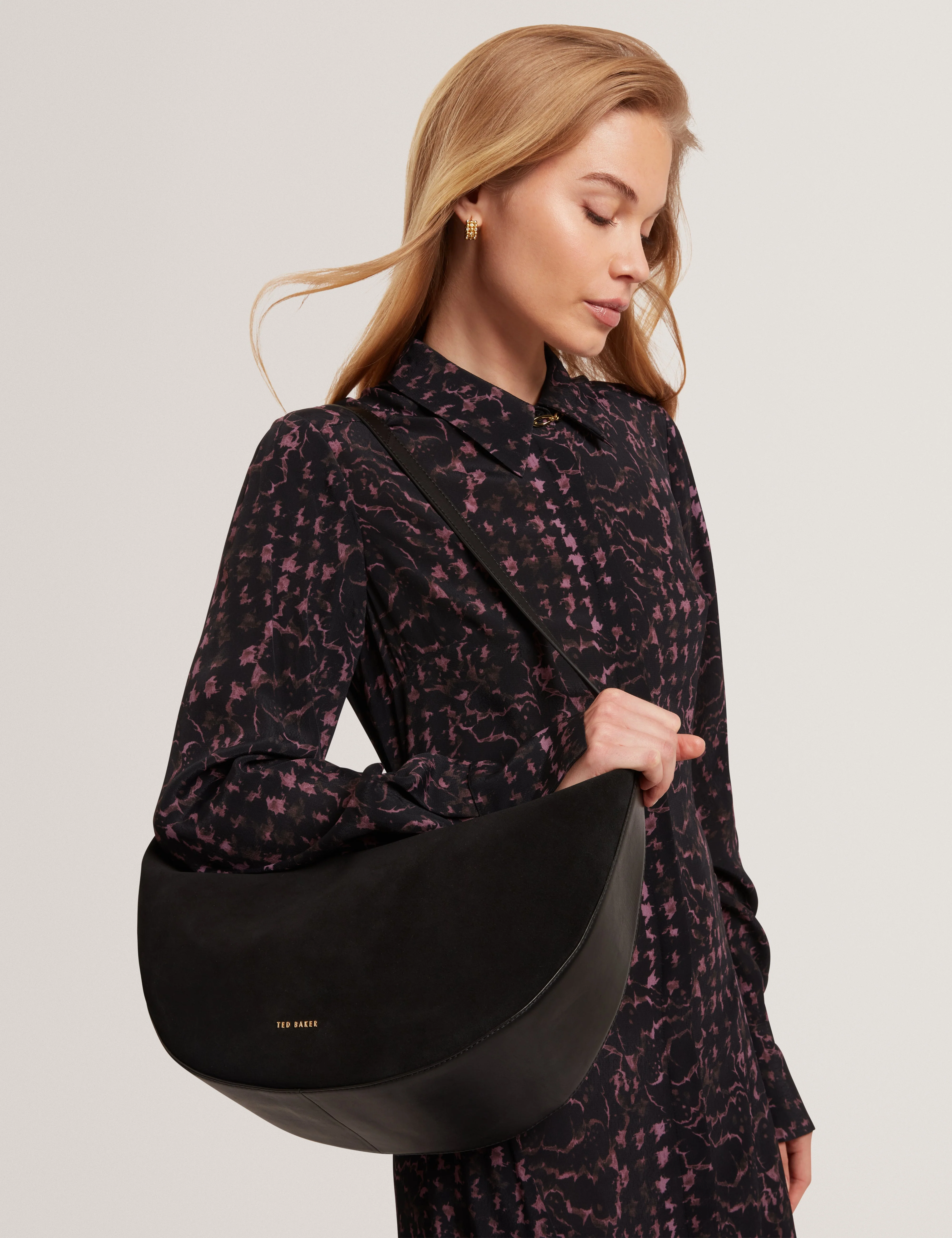 Taliee Suede Belted Detail Hobo Bag Black - Image 2