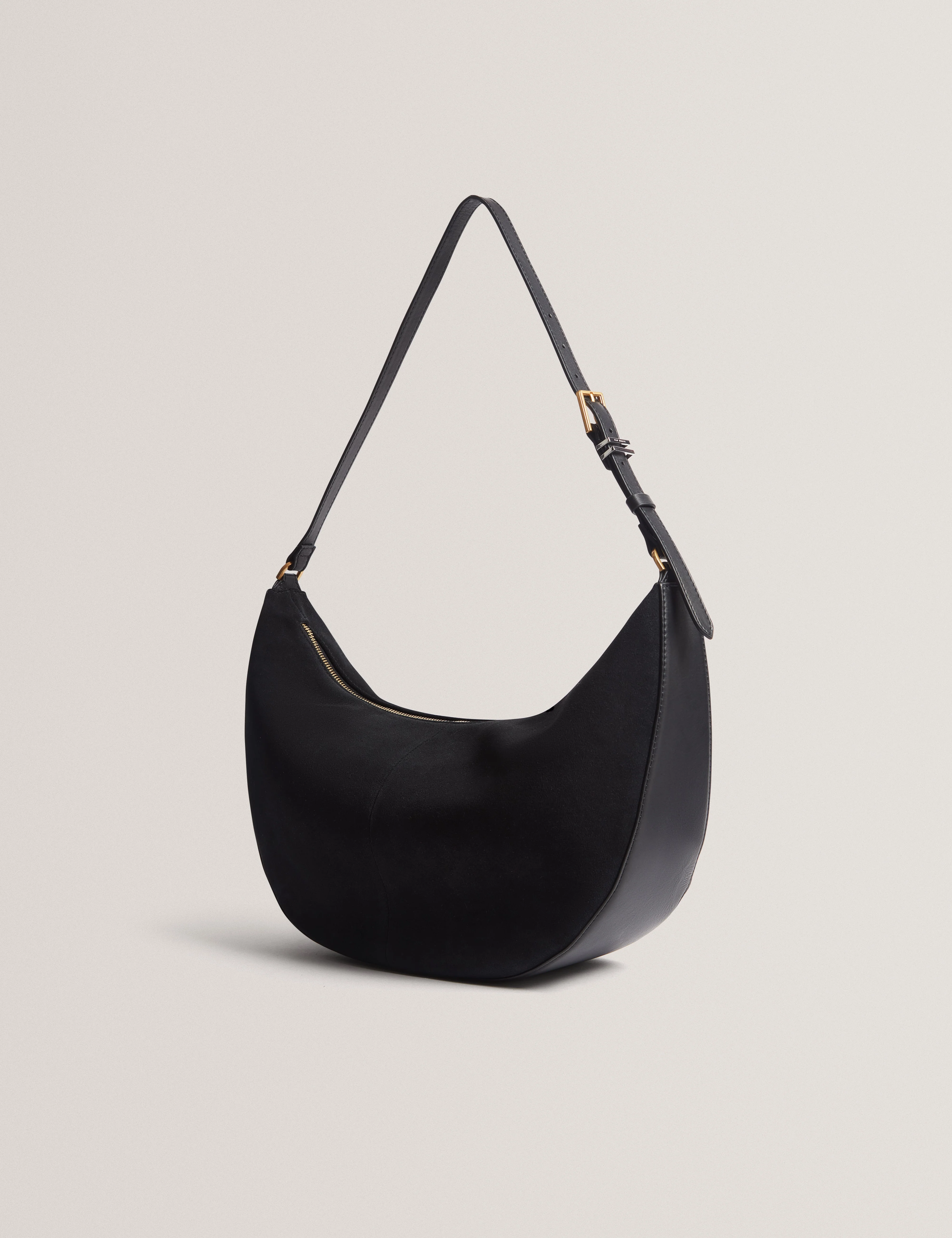 Taliee Suede Belted Detail Hobo Bag Black - Image 4