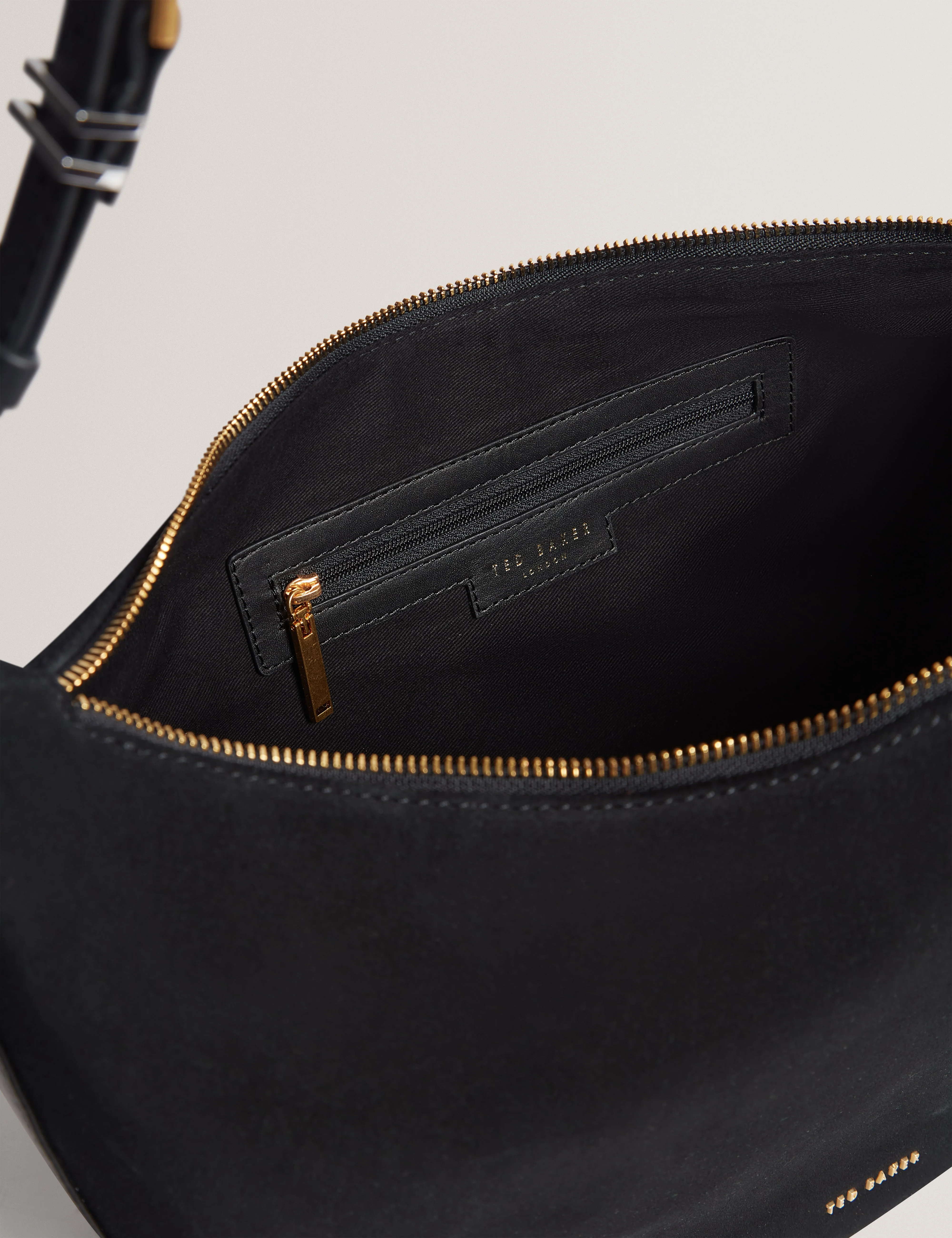 Taliee Suede Belted Detail Hobo Bag Black - Image 5