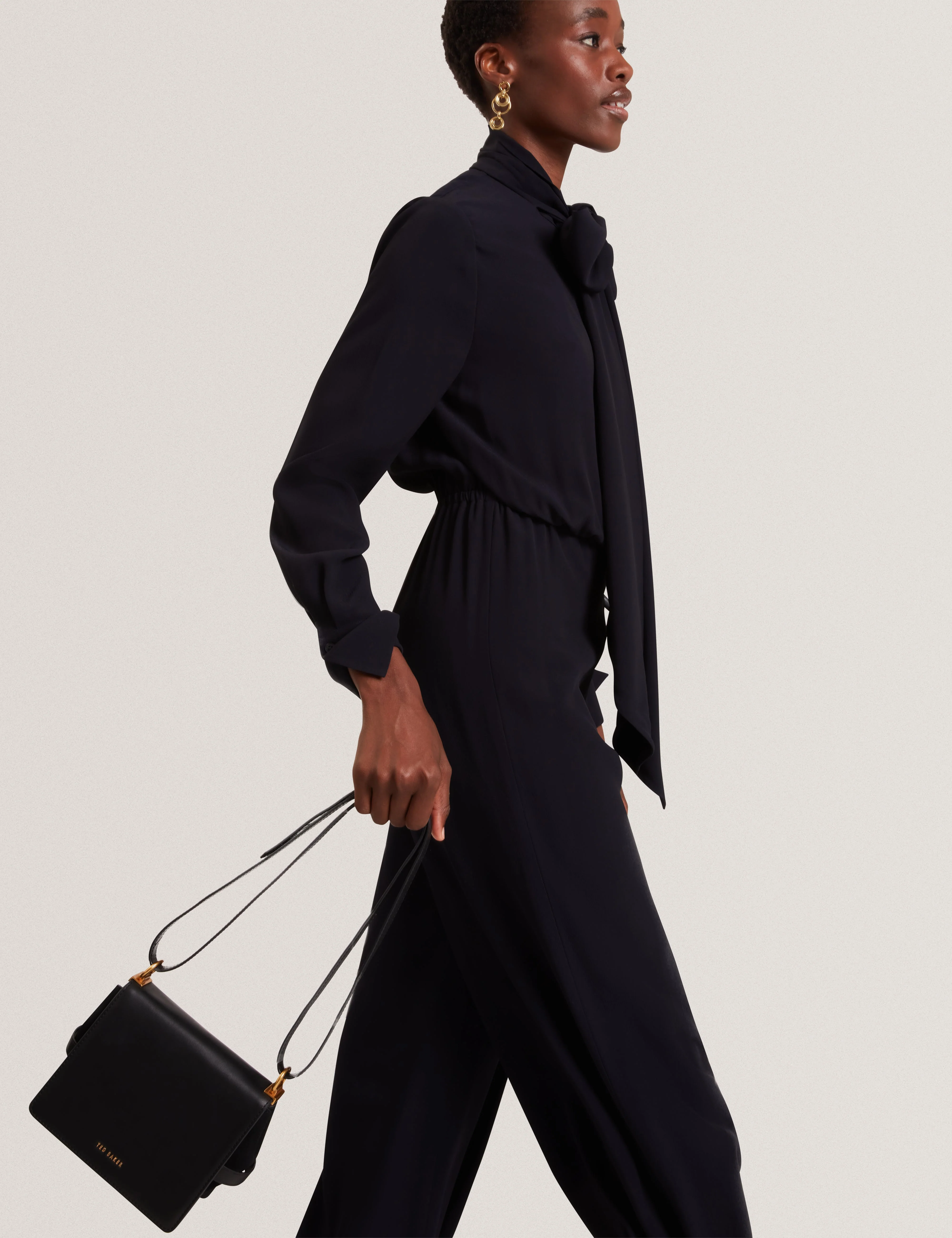 Talika Suede Belted Detail Crossbody Bag Black - Image 2