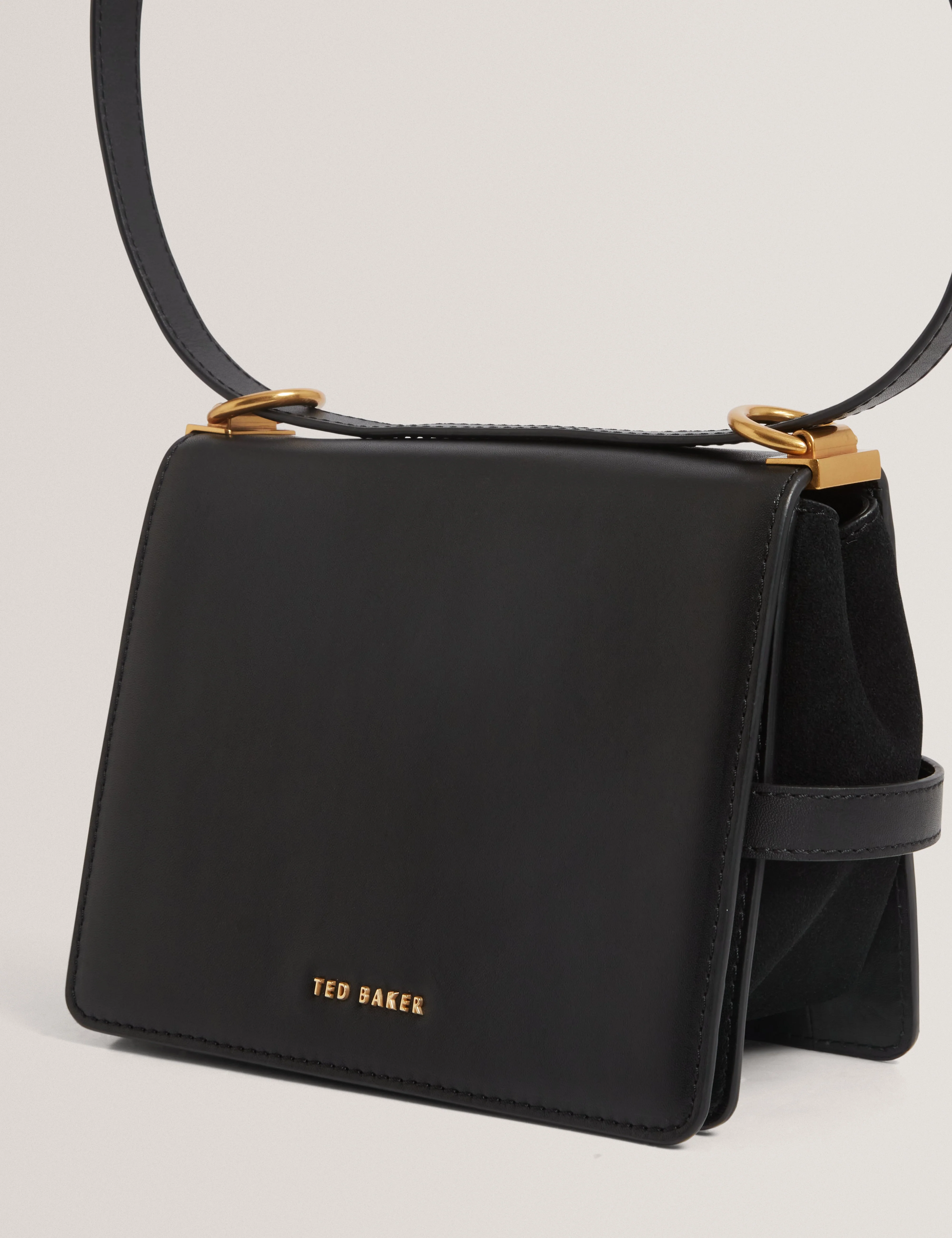 Talika Suede Belted Detail Crossbody Bag Black - Image 3
