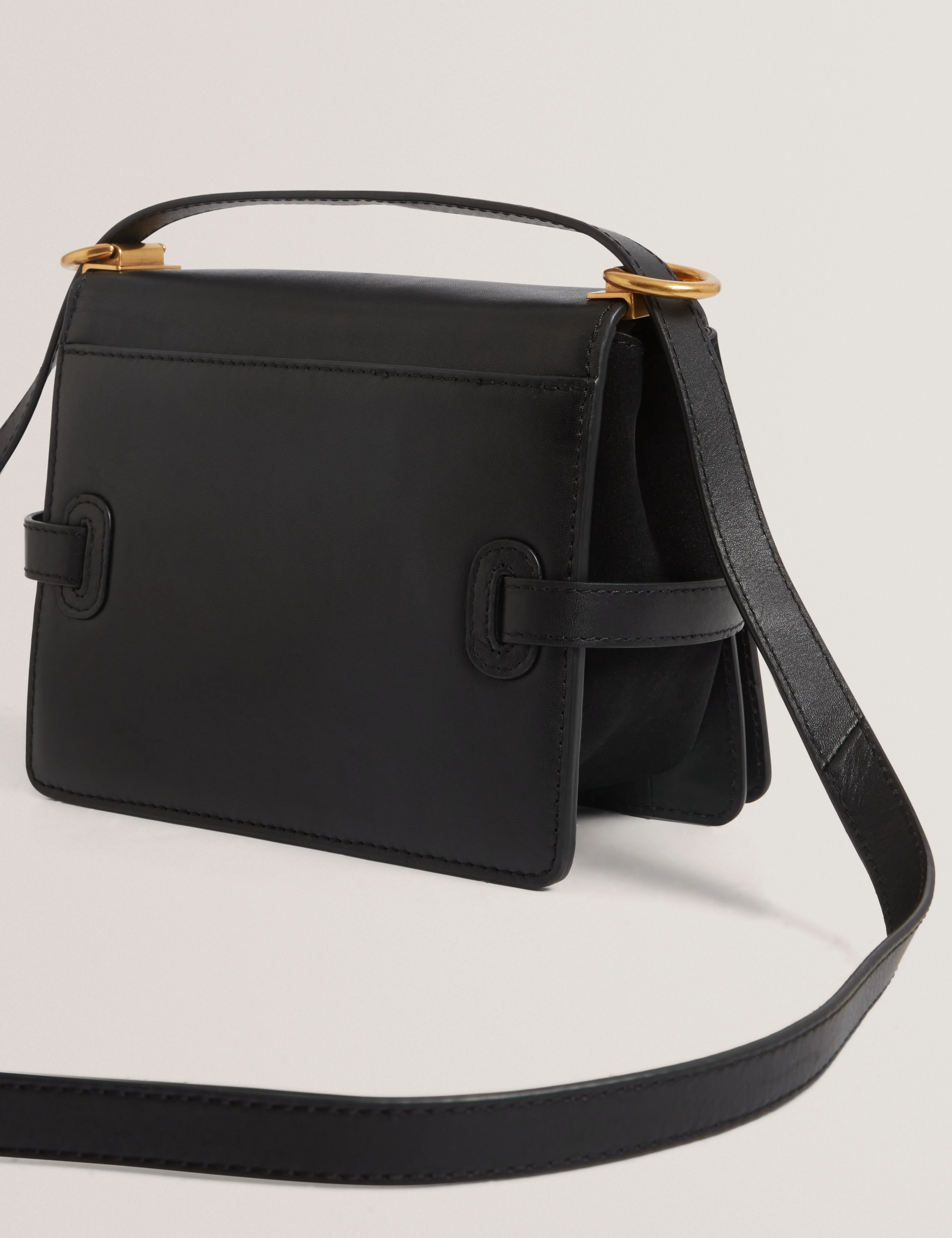 Talika Suede Belted Detail Crossbody Bag Black - Image 4