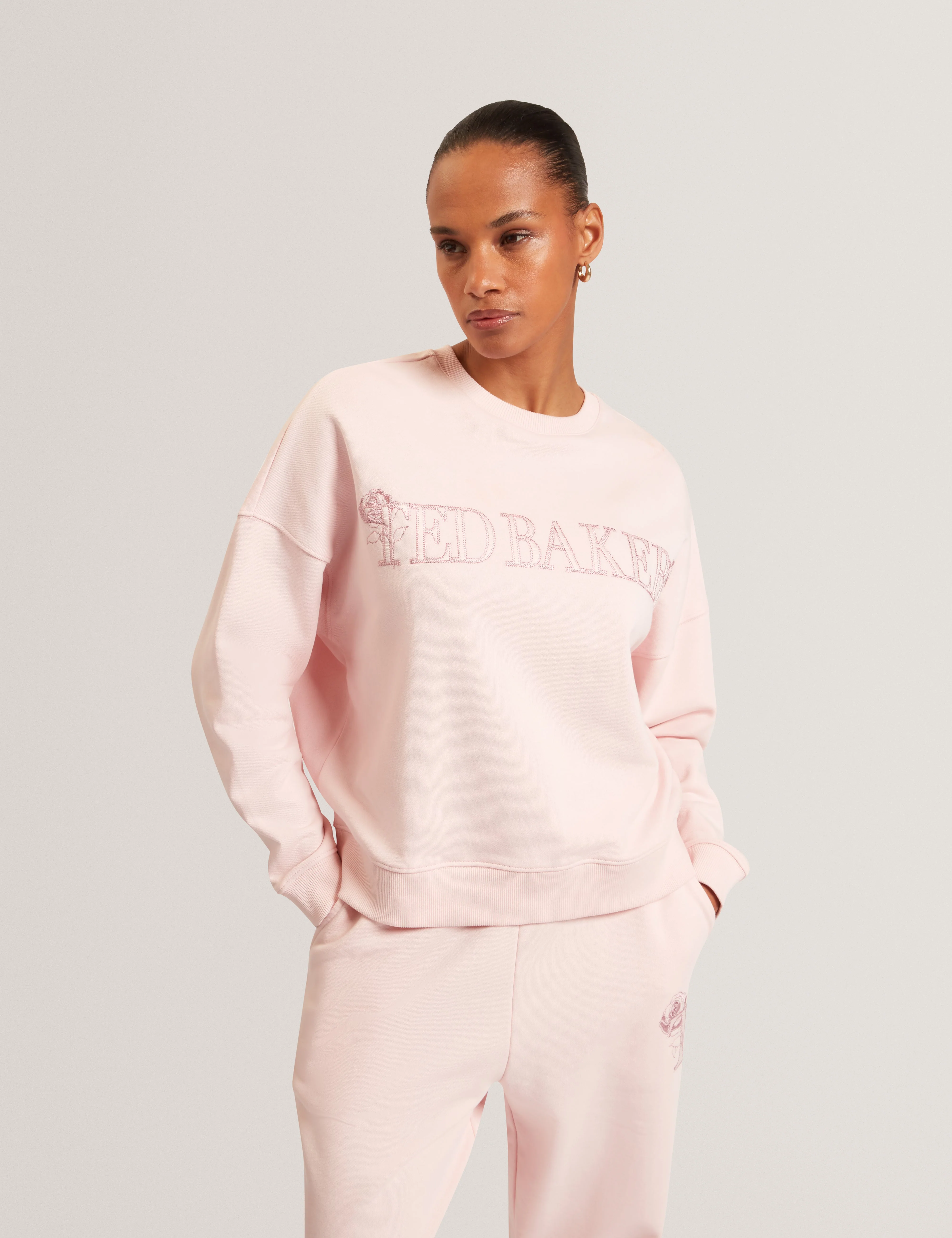 Tanlie Branded Embroidery Sweatshirt Pink - Image 2