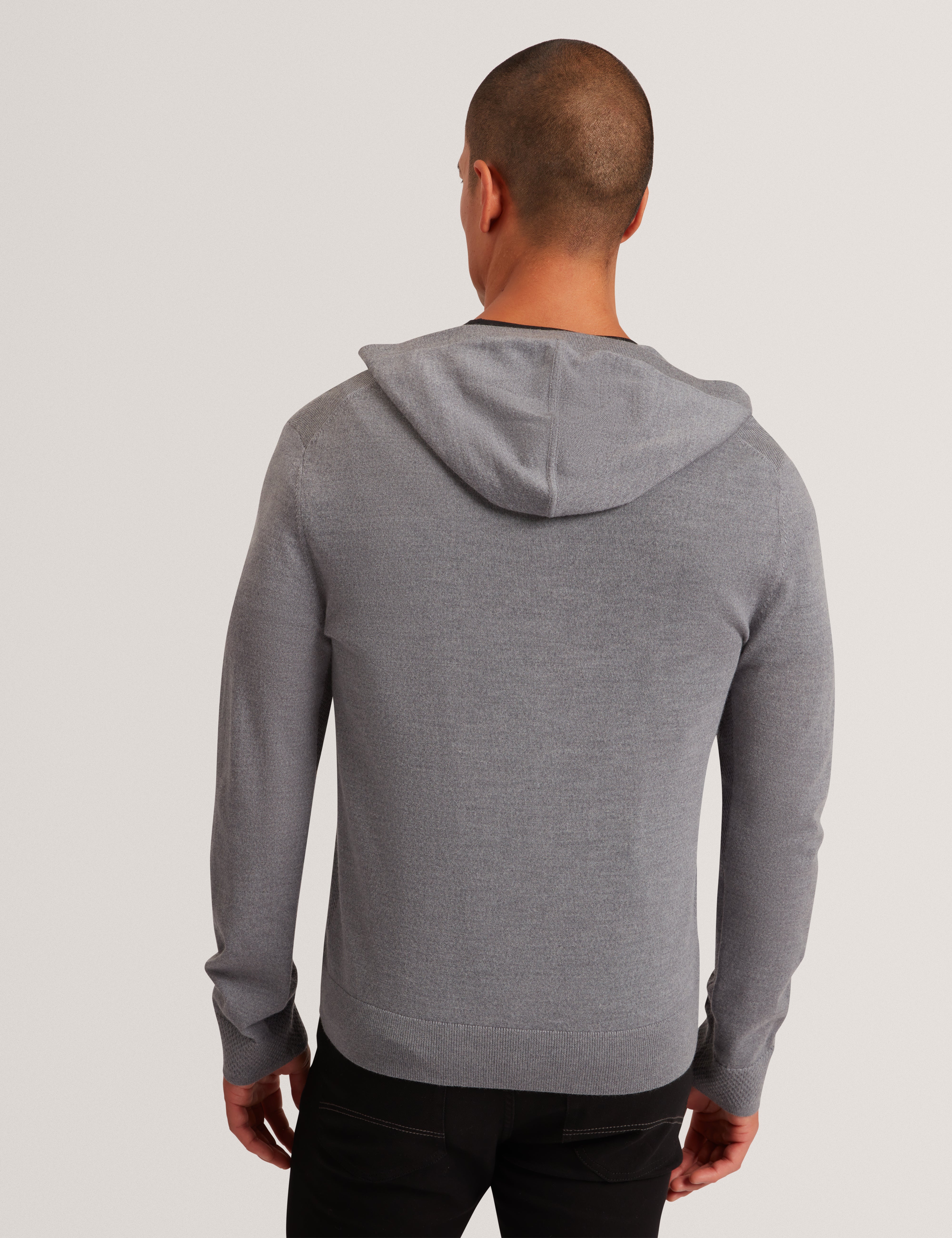 Tarence Branded Merino Knitted Hoodie Mid-Grey - Image 4