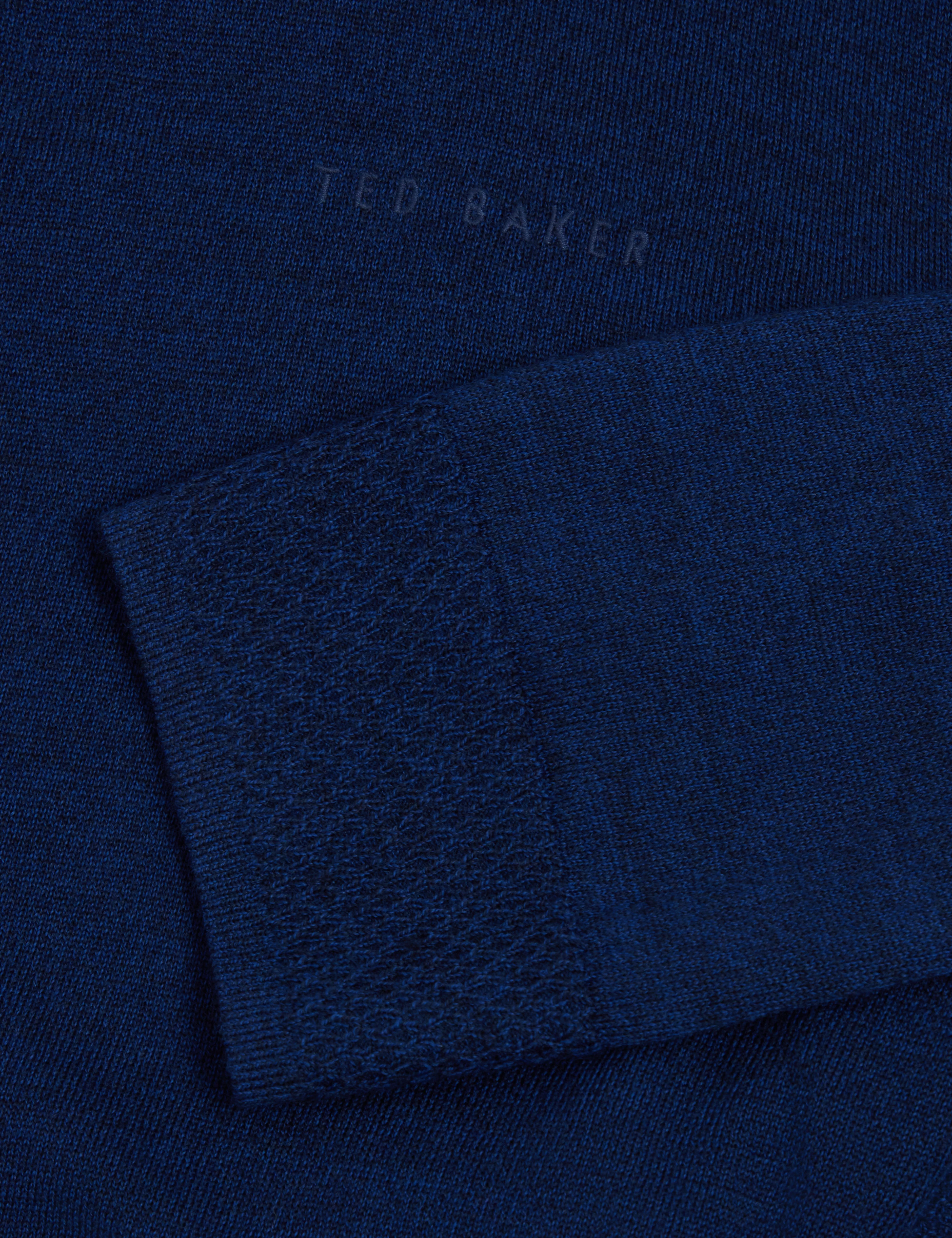 Tarence Branded Merino Knitted Hoodie Navy - Image 3