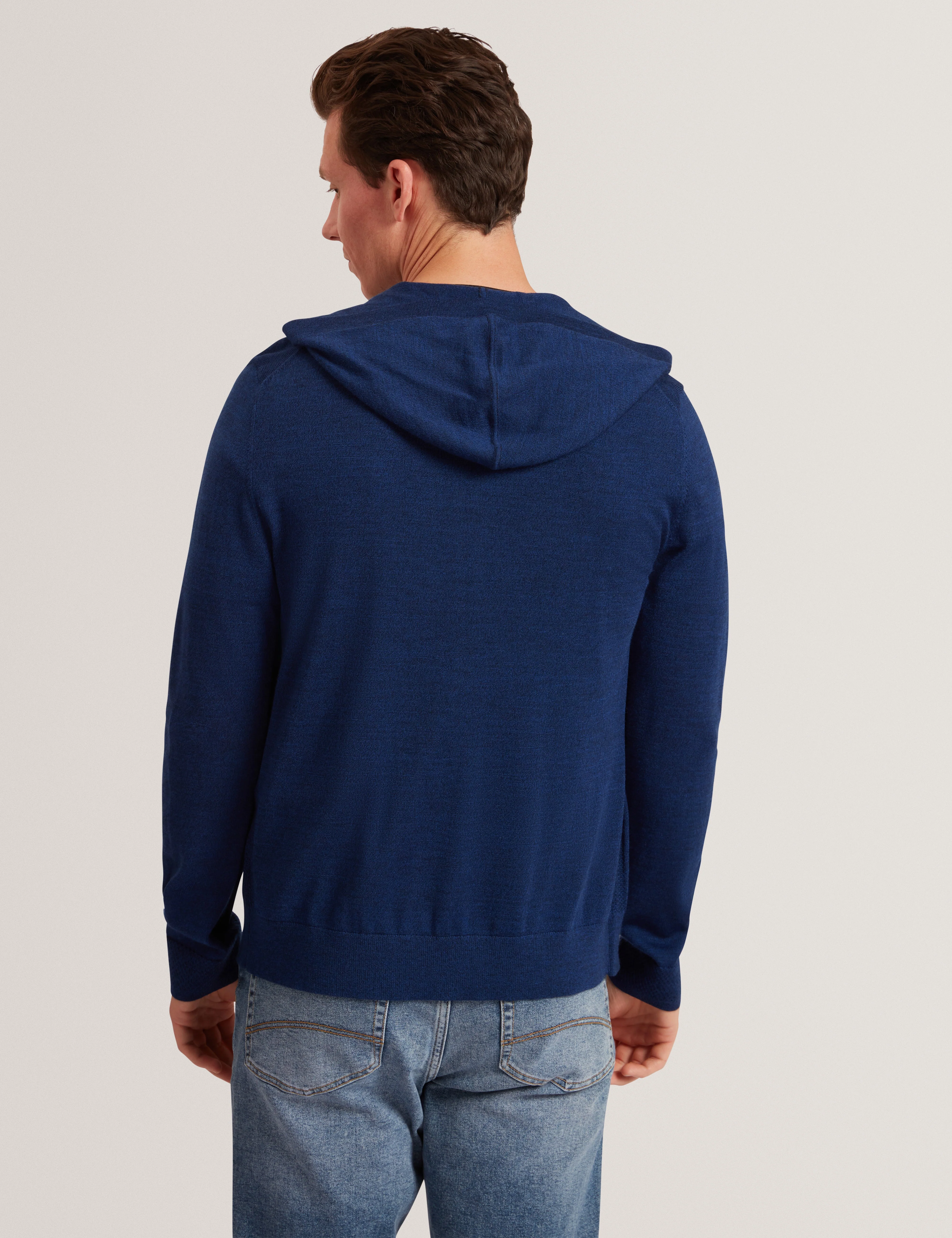 Tarence Branded Merino Knitted Hoodie Navy - Image 5