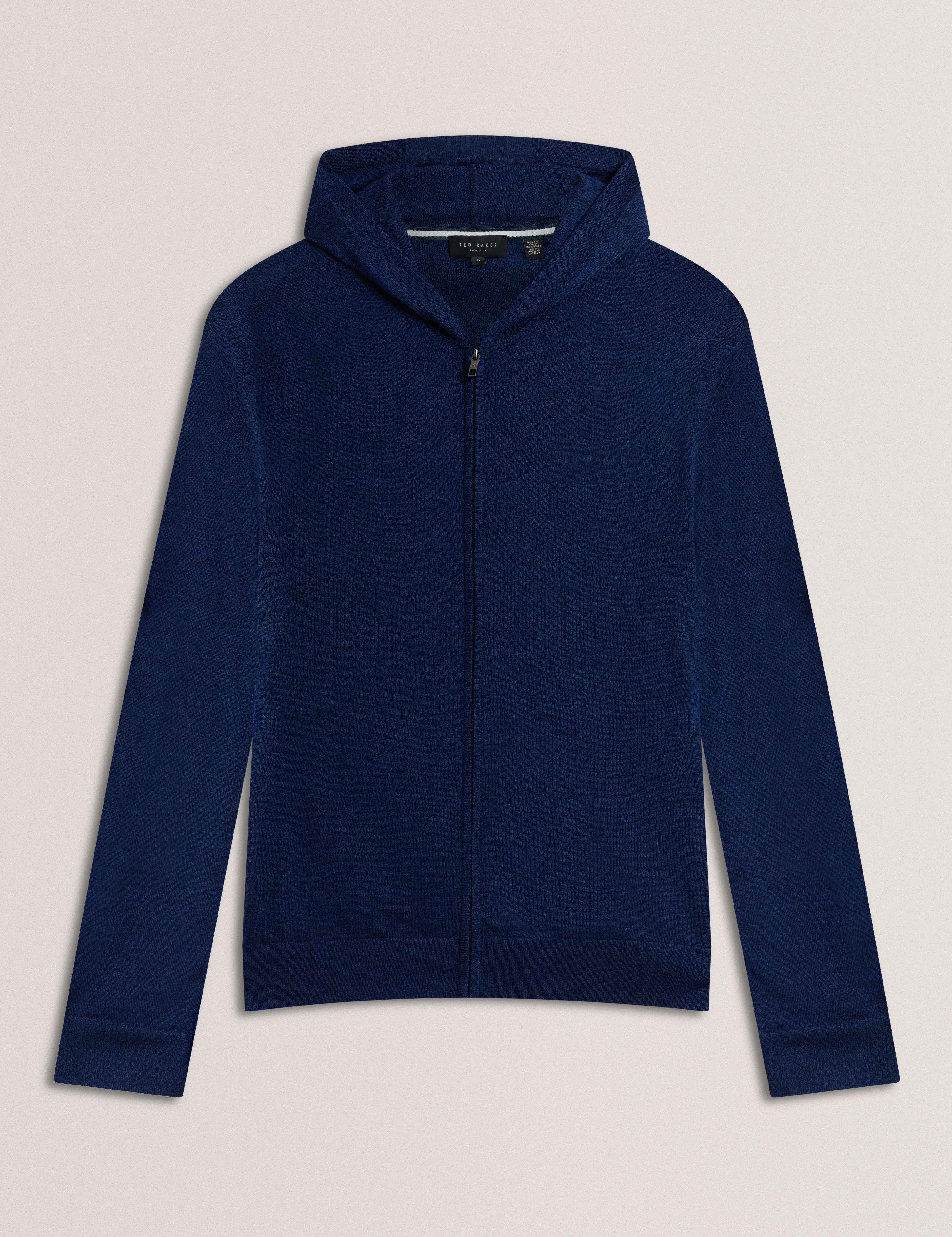 Tarence Branded Merino Knitted Hoodie Navy - Image 7