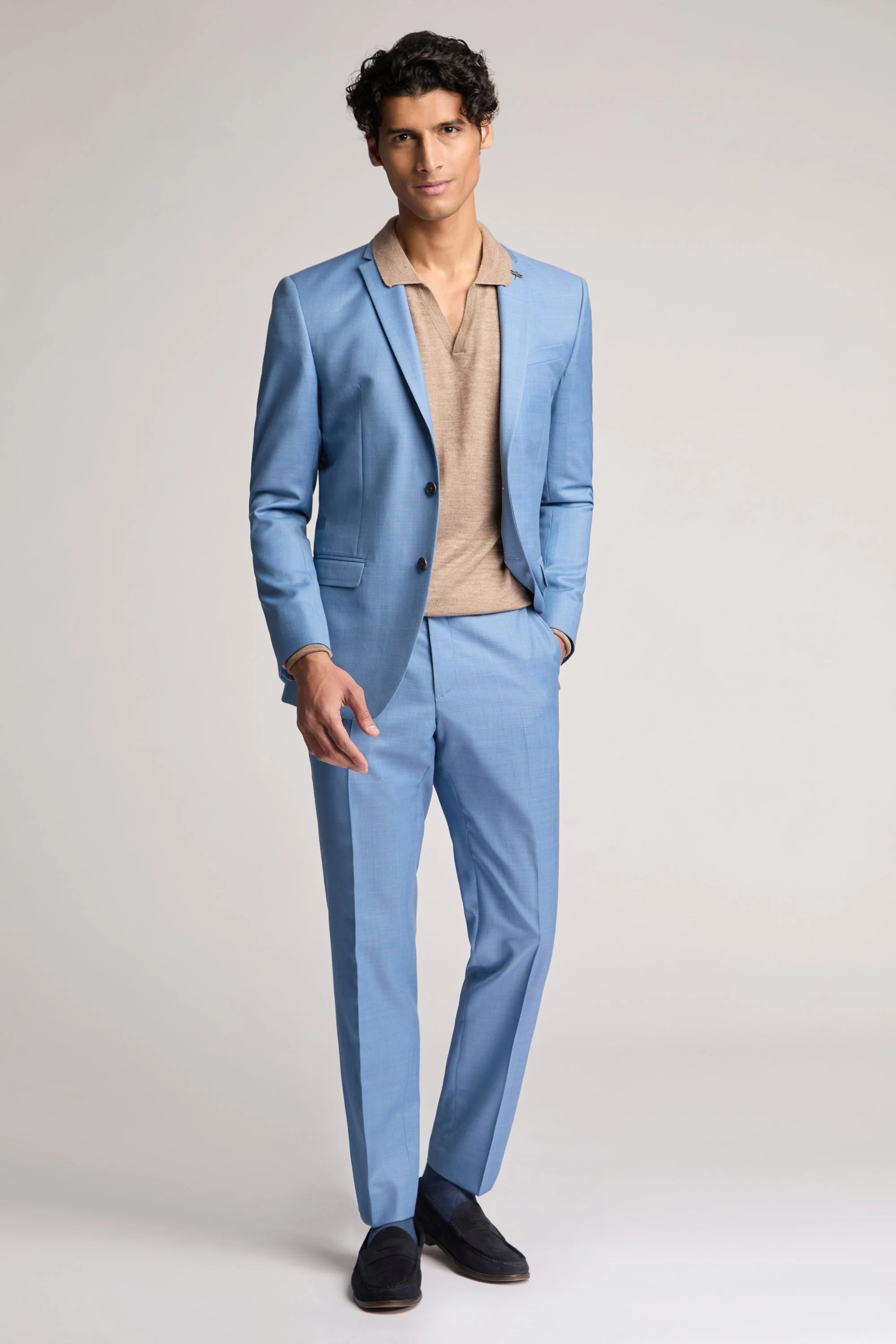 Airforce Blue Sharkskin Jacket Blue - Image 7