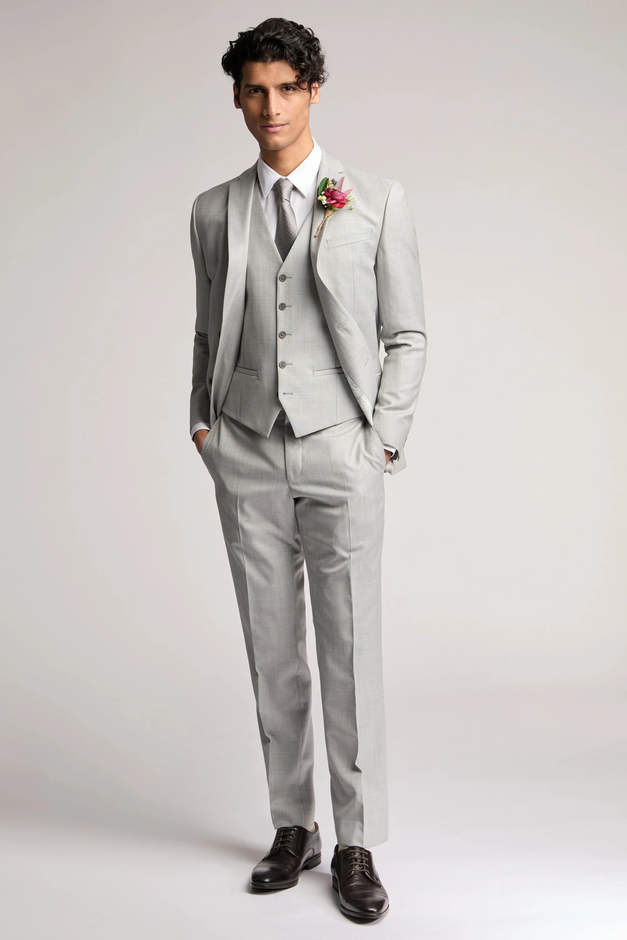 Light Grey Sharkskin Jacket Lt-Grey - Image 3