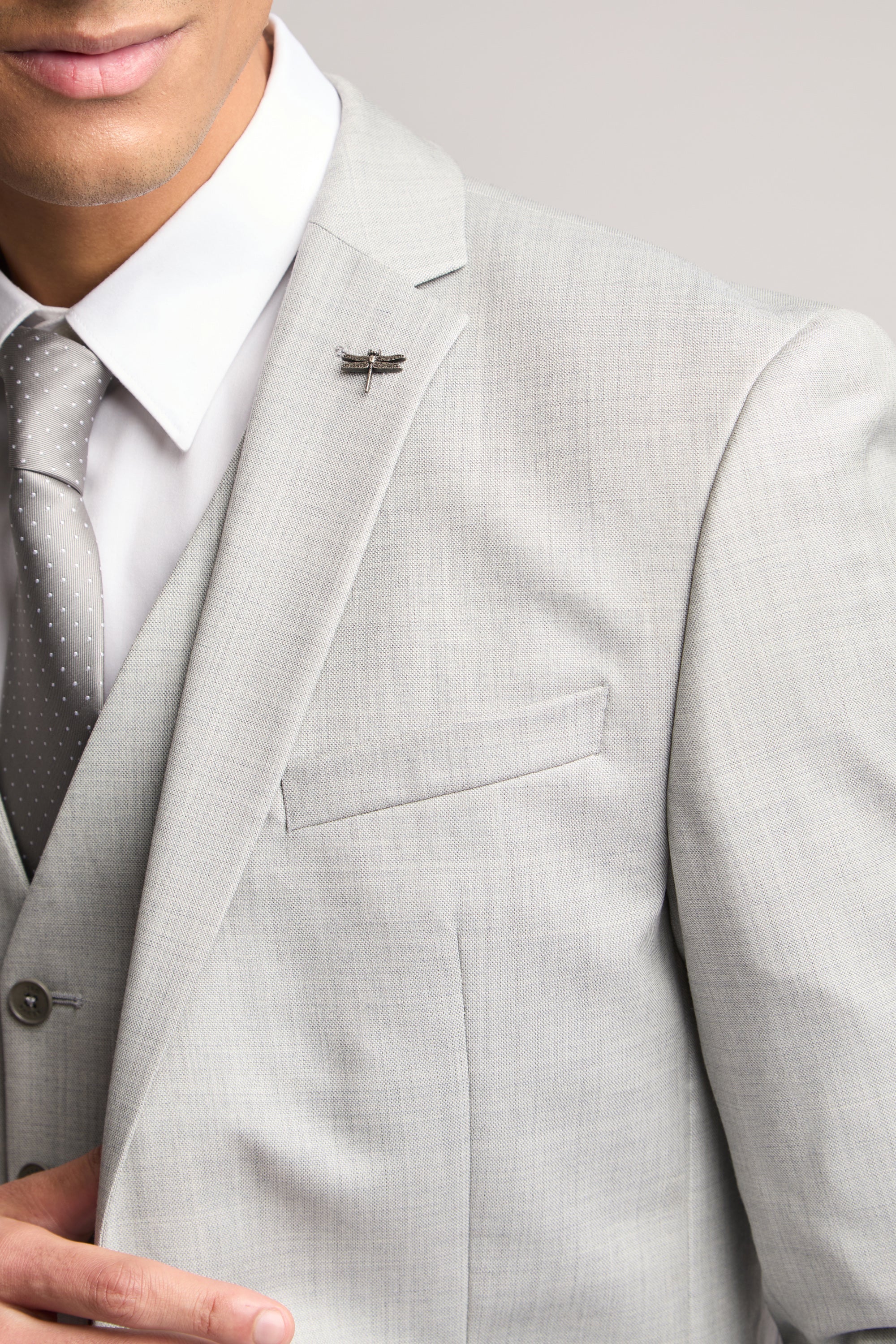 Light Grey Sharkskin Jacket Lt-Grey - Image 5