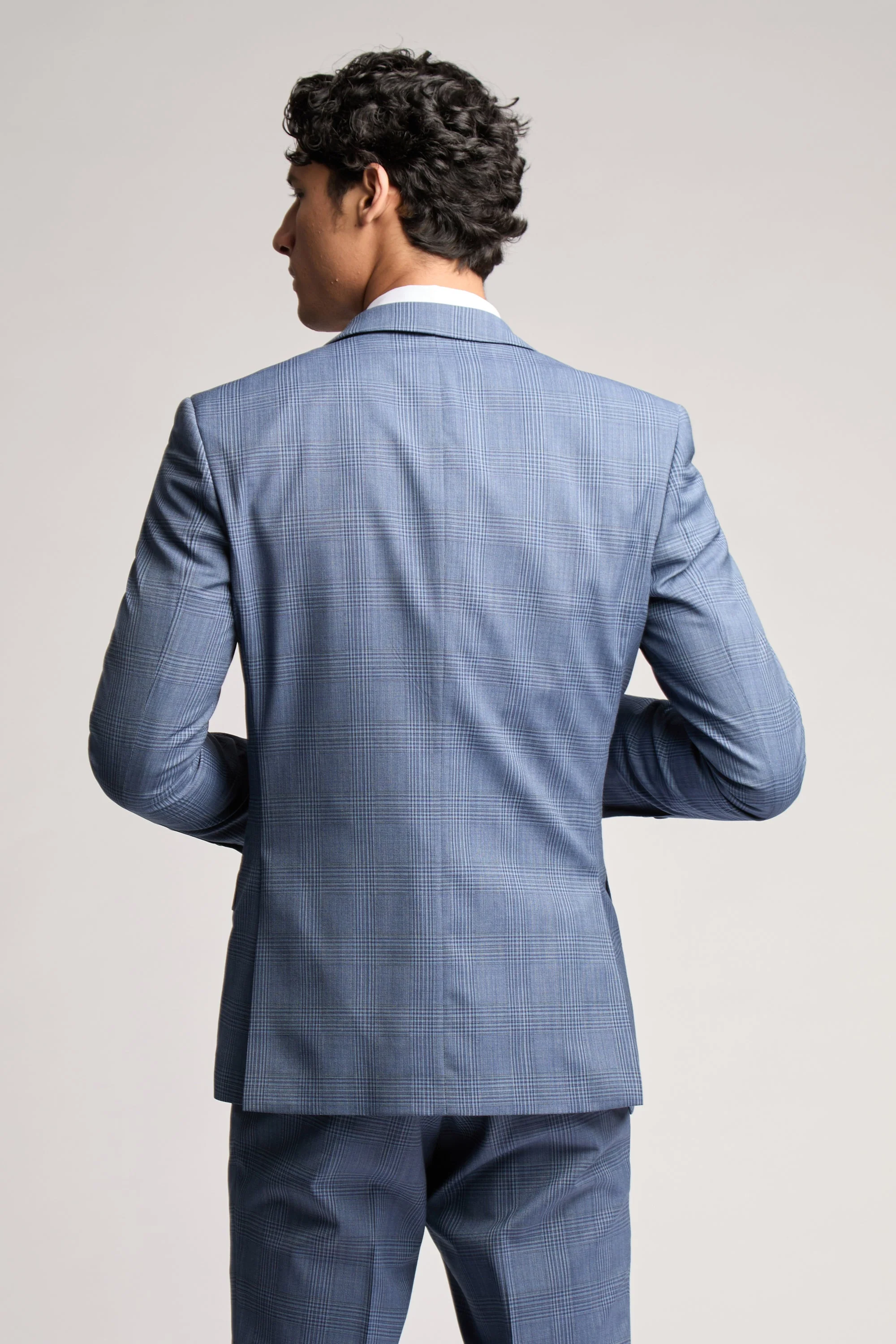 Airforce Blue Large Check Jacket Blue - Image 4