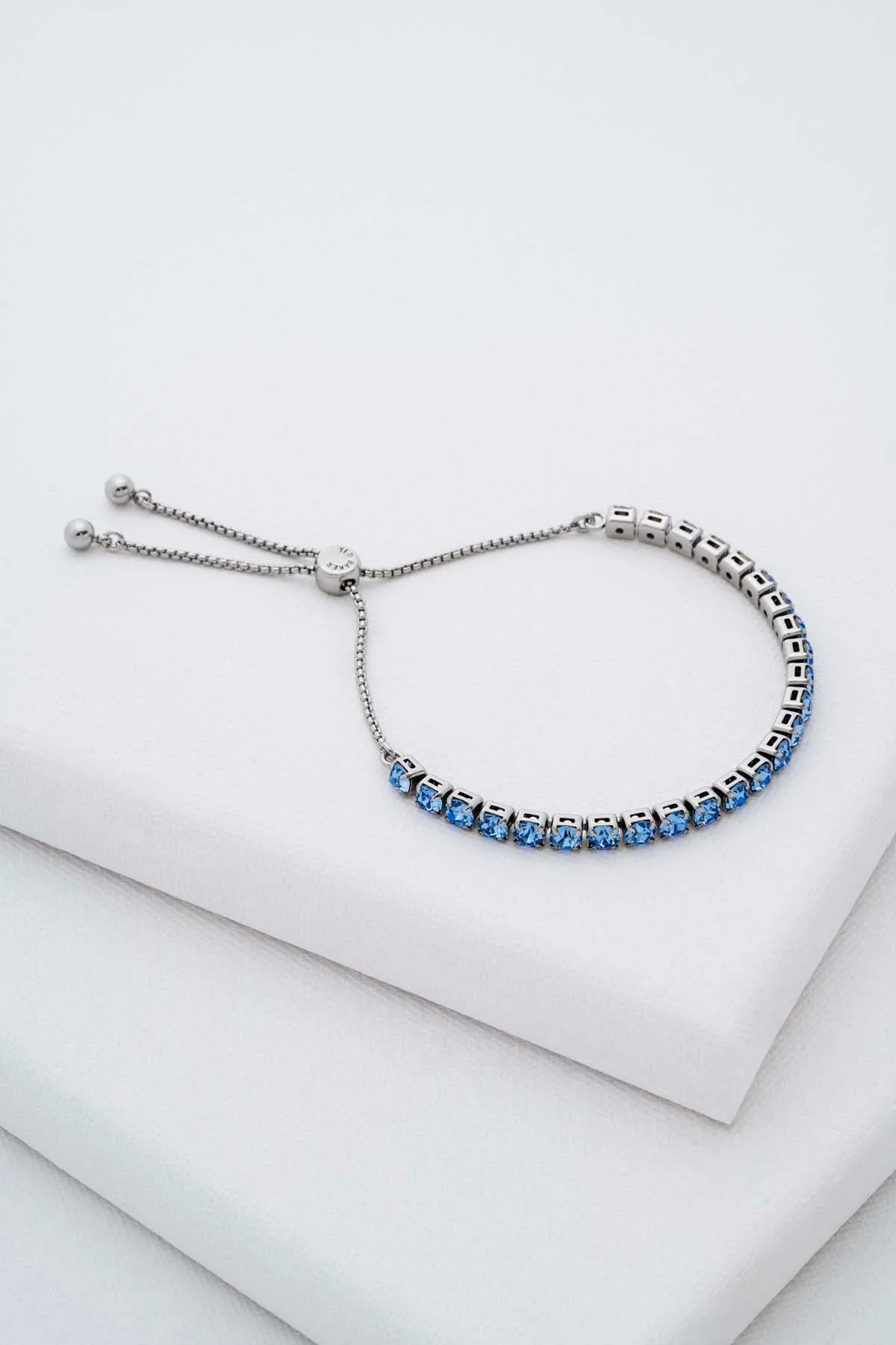 Melrah Crystal Adjustable Tennis Bracelet Lt-Blue - Image 2