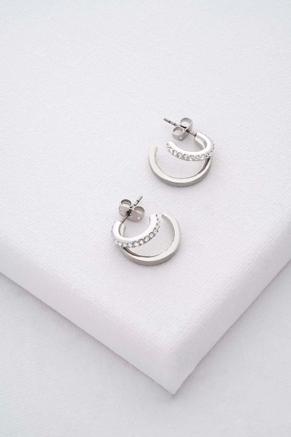Helias Crystal Double Hoop Earrings Crystal - Image 3