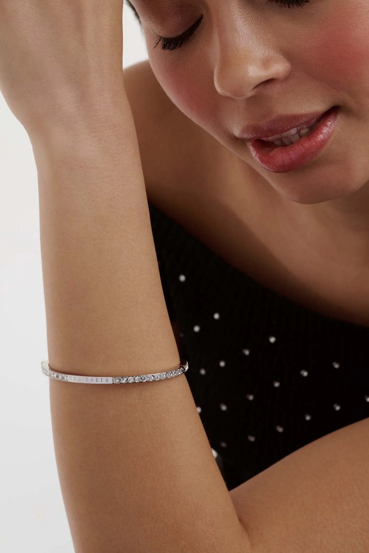 Claudia Narrow Crystal Hinged Bangle Bracelet Crystal - Image 6