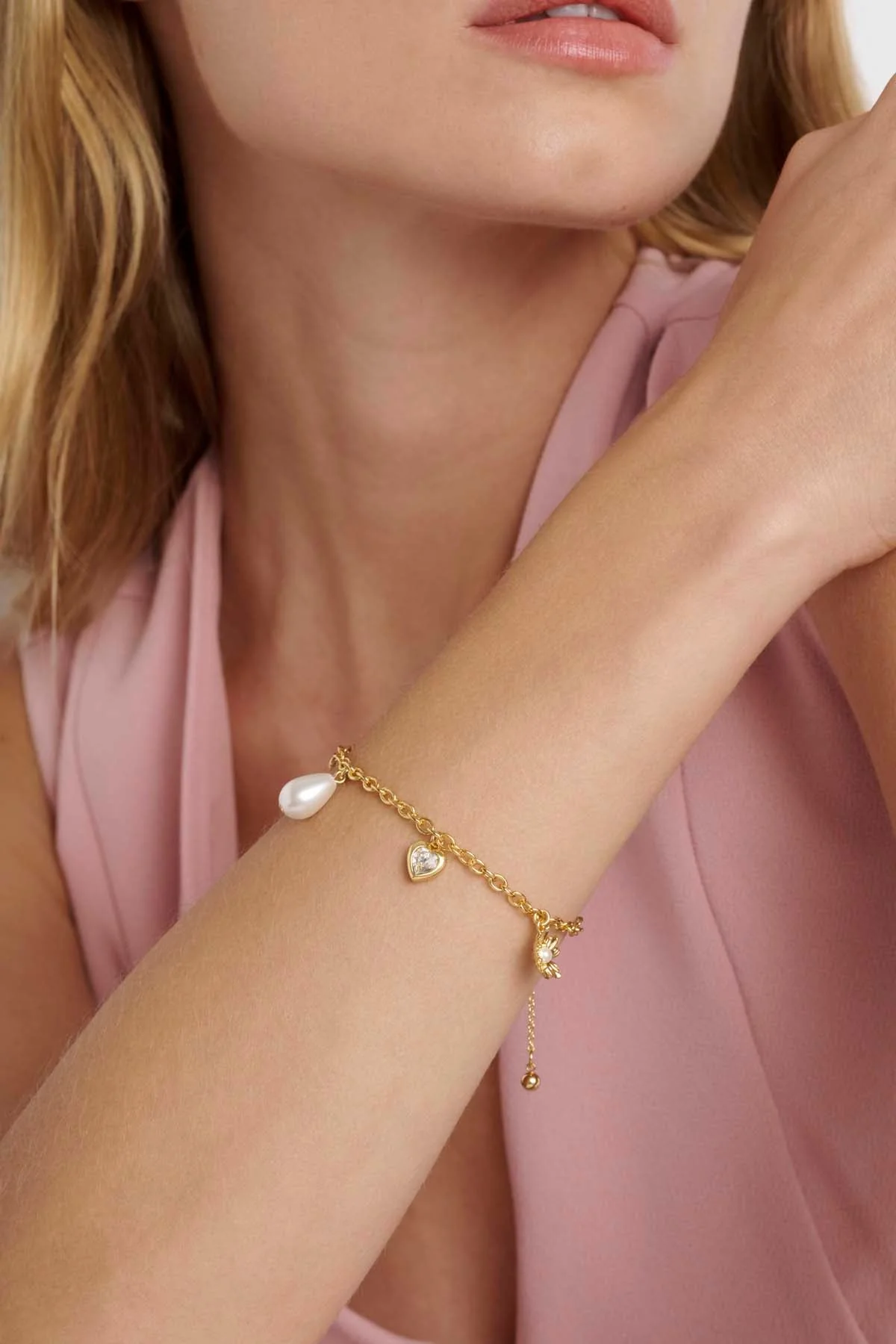 Isabella Icon Charm Adjustable Bracelet Pearl - Image 3