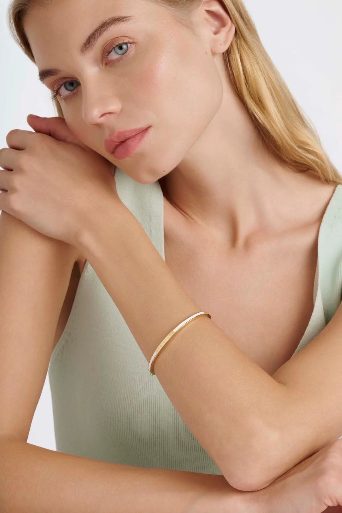 Roley Classic Colour Enamel Slim Bangle White - Image 5