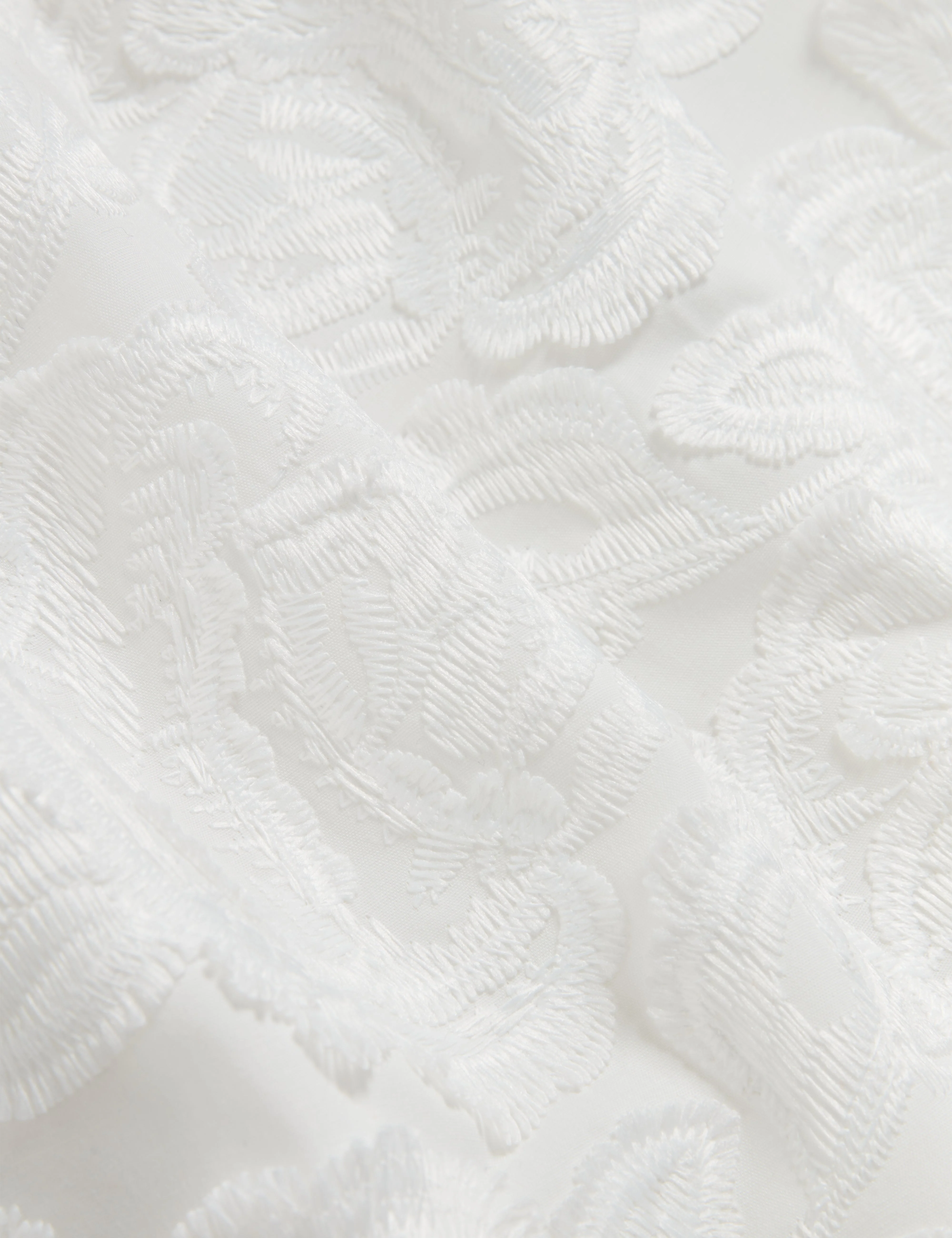 Teodori Puff Sleeve Textured Rose Top White - Image 7