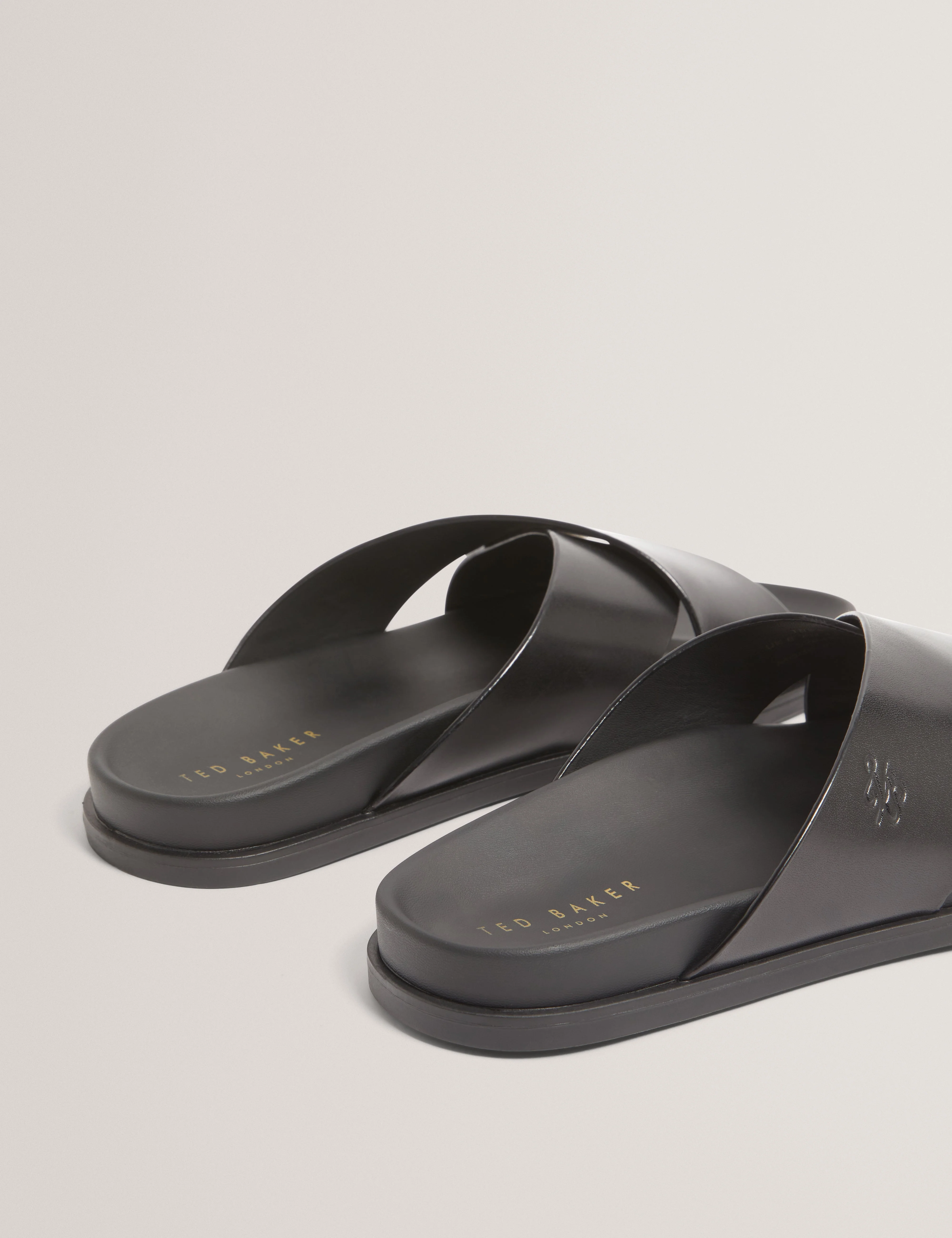 Terriy Tb Script Leather Sandals Black - Image 3