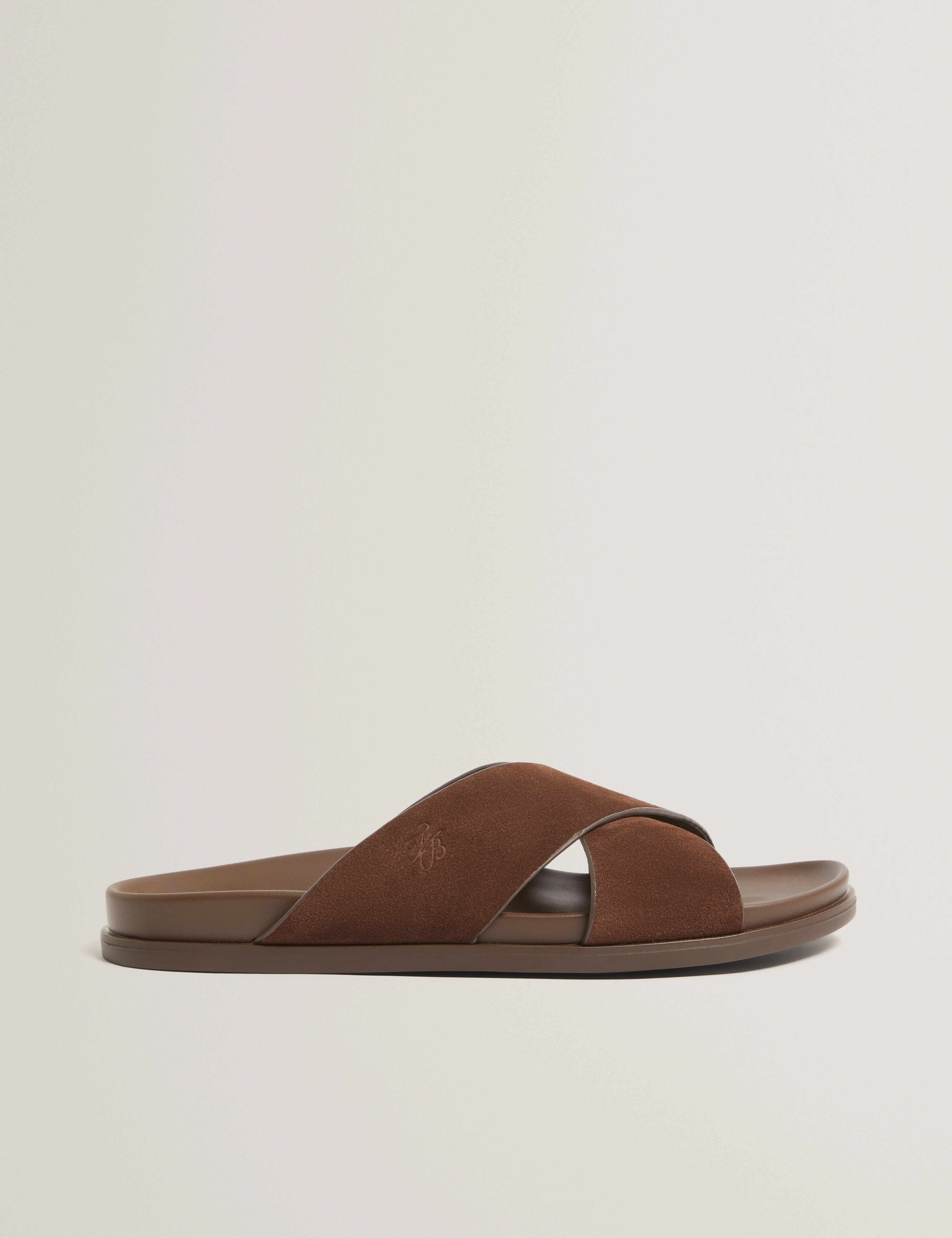 Teviin Tb Script Suede Mix Sandals Brn-Choc