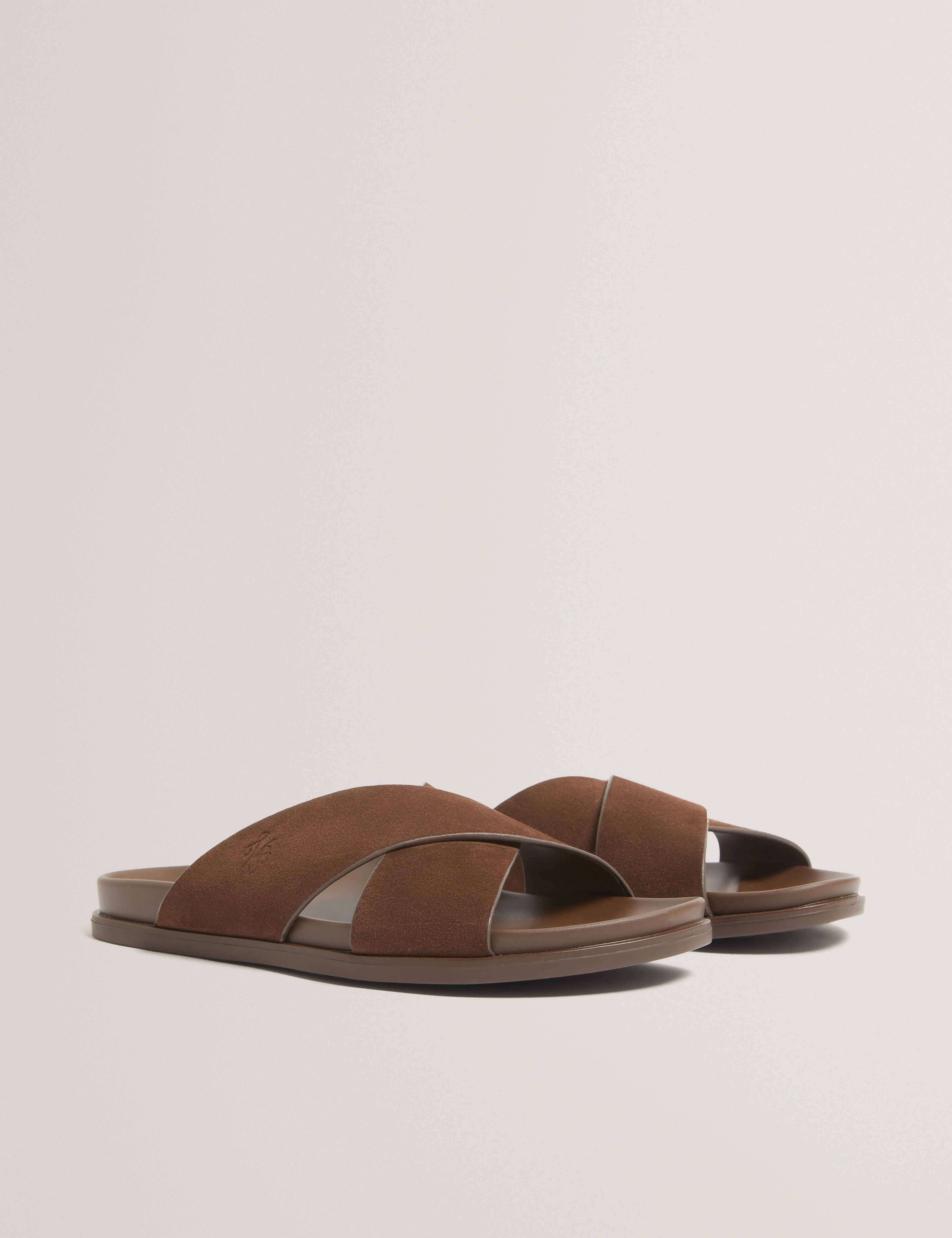 Teviin Tb Script Suede Mix Sandals Brn-Choc - Image 2