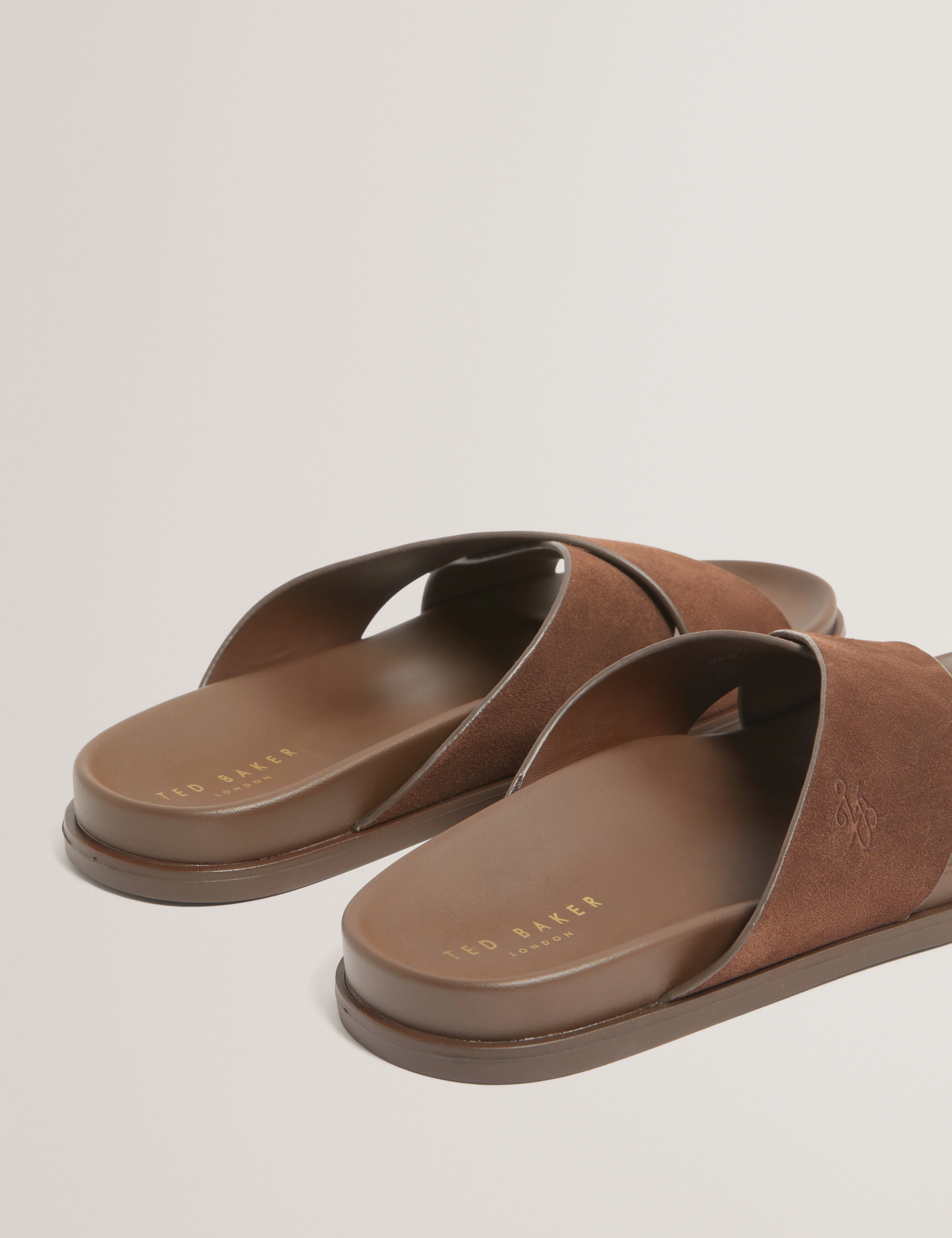 Teviin Tb Script Suede Mix Sandals Brn-Choc - Image 3