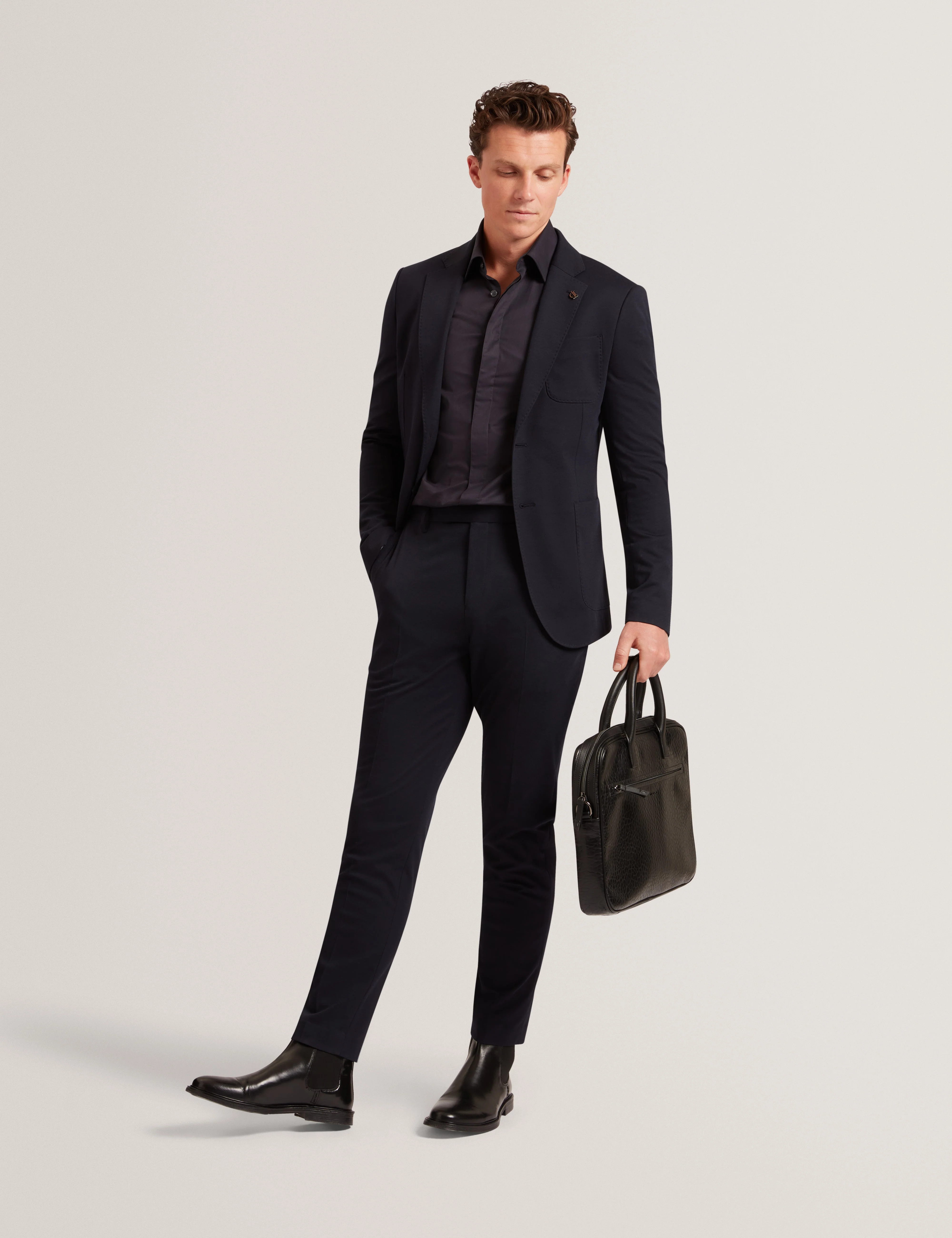Tibor Long Sleeve Regular Fit Smart Twill Shirt Navy - Image 2