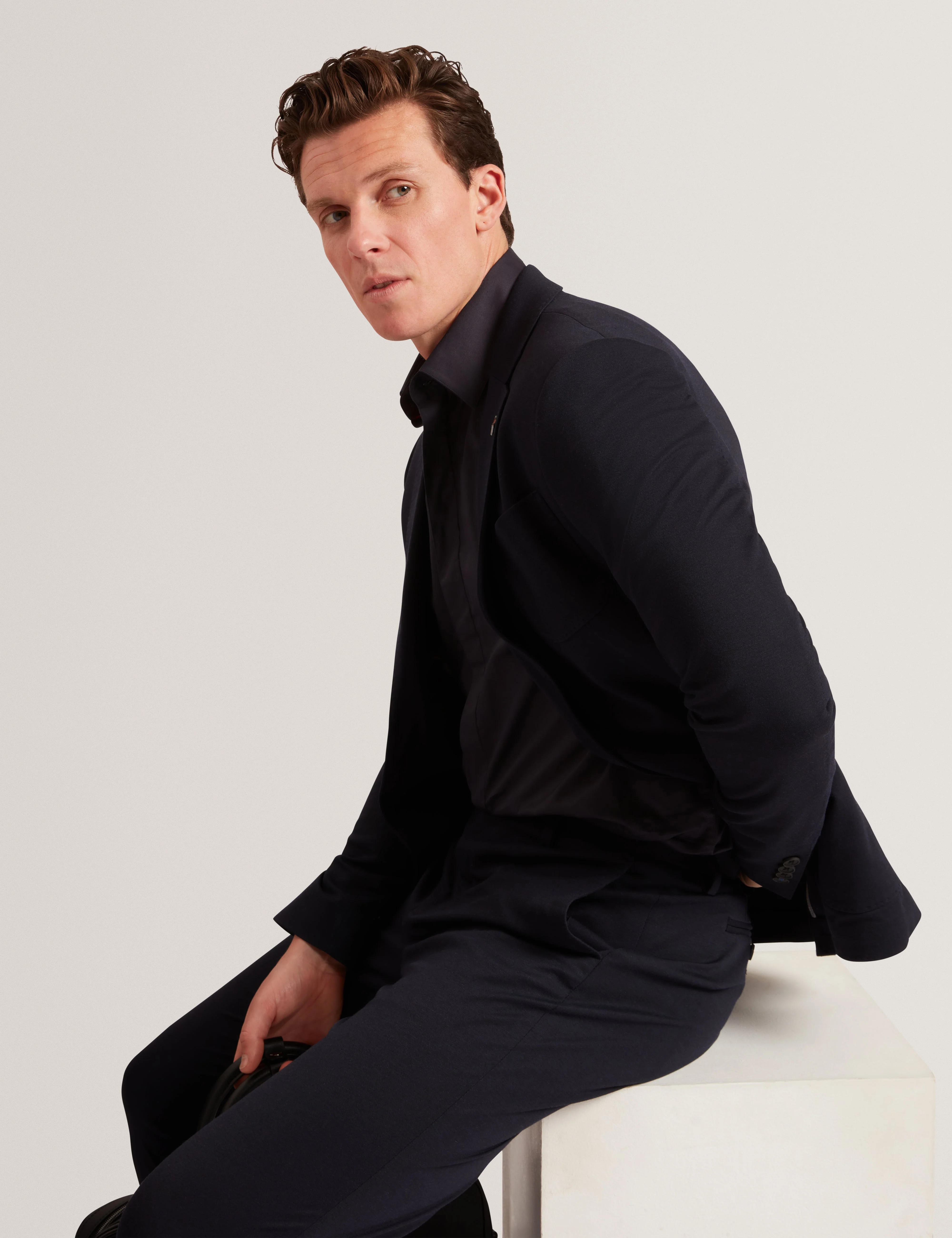 Tibor Long Sleeve Regular Fit Smart Twill Shirt Navy - Image 6