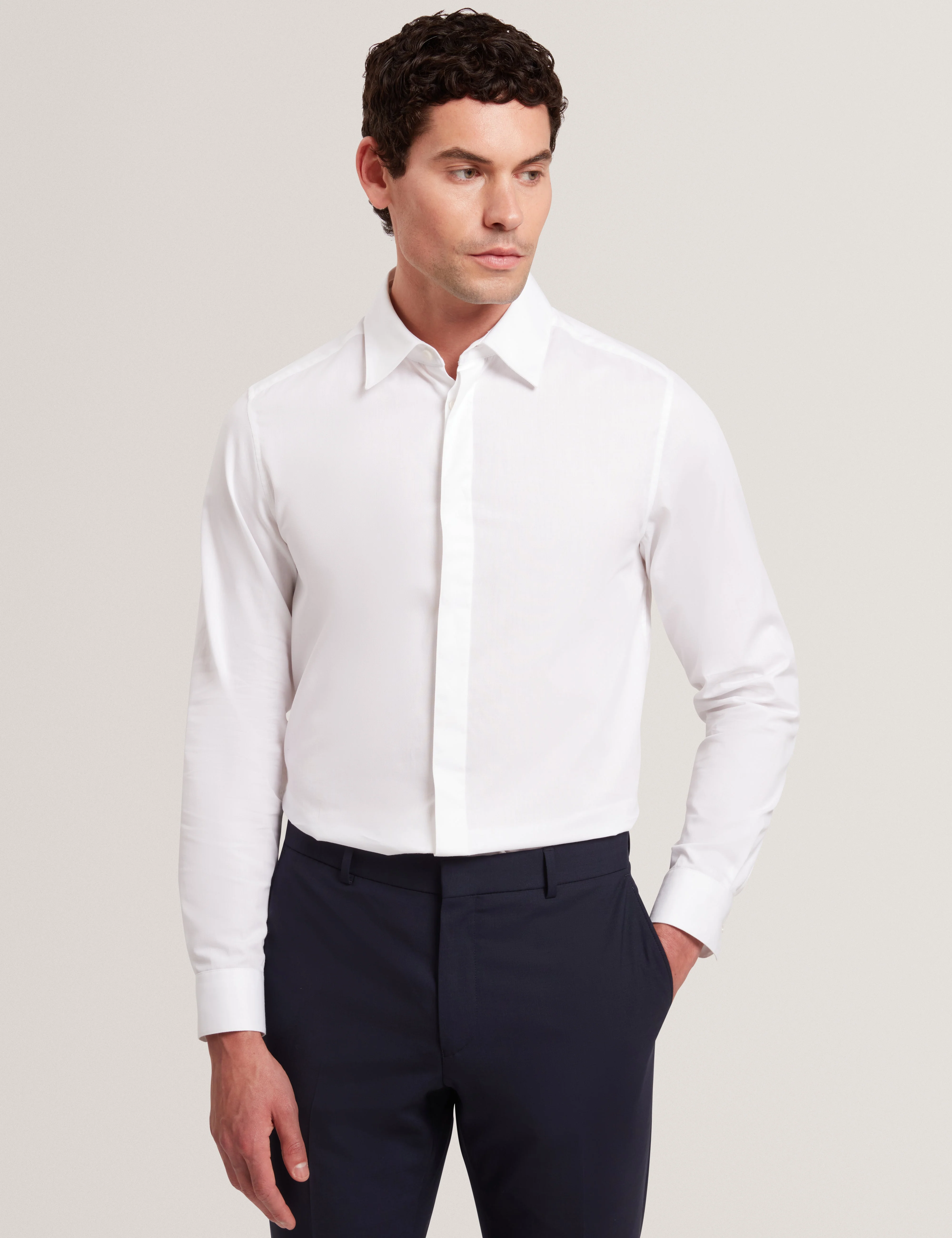 Tibor Long Sleeve Regular Fit Smart Twill Shirt White - Image 2