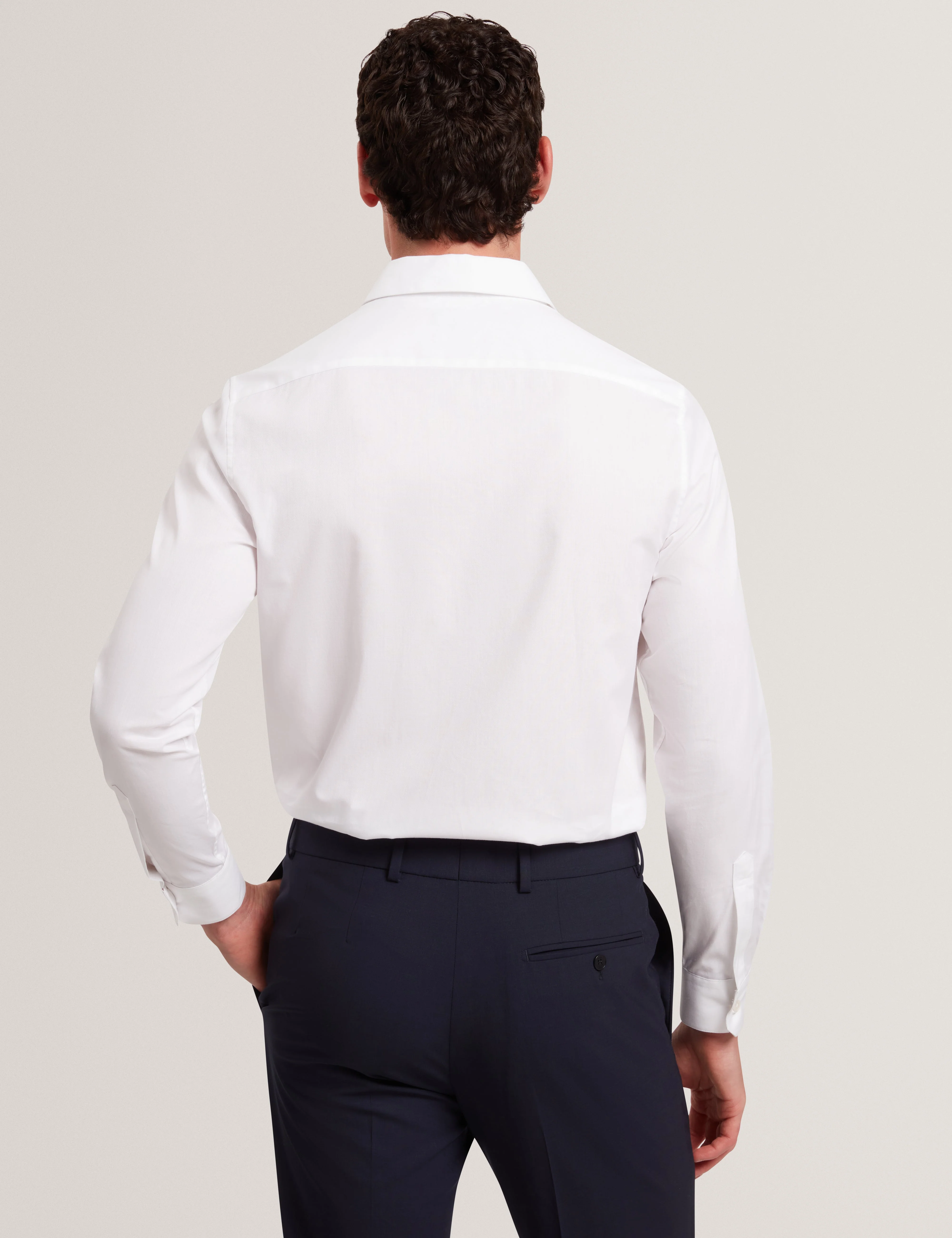 Tibor Long Sleeve Regular Fit Smart Twill Shirt White - Image 5