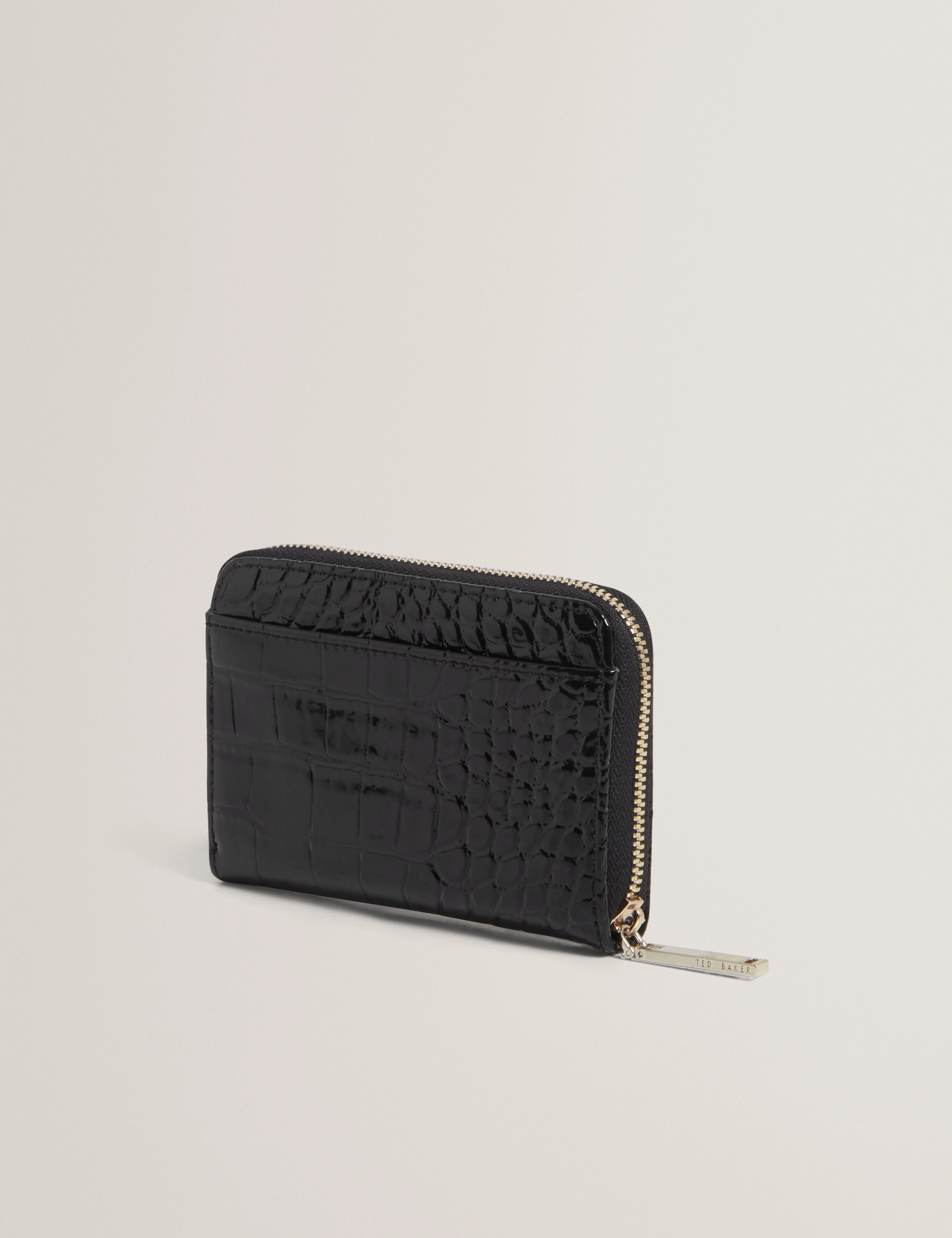 Varlee Croc Effect Small Zip Around Wallet Black - Image 3