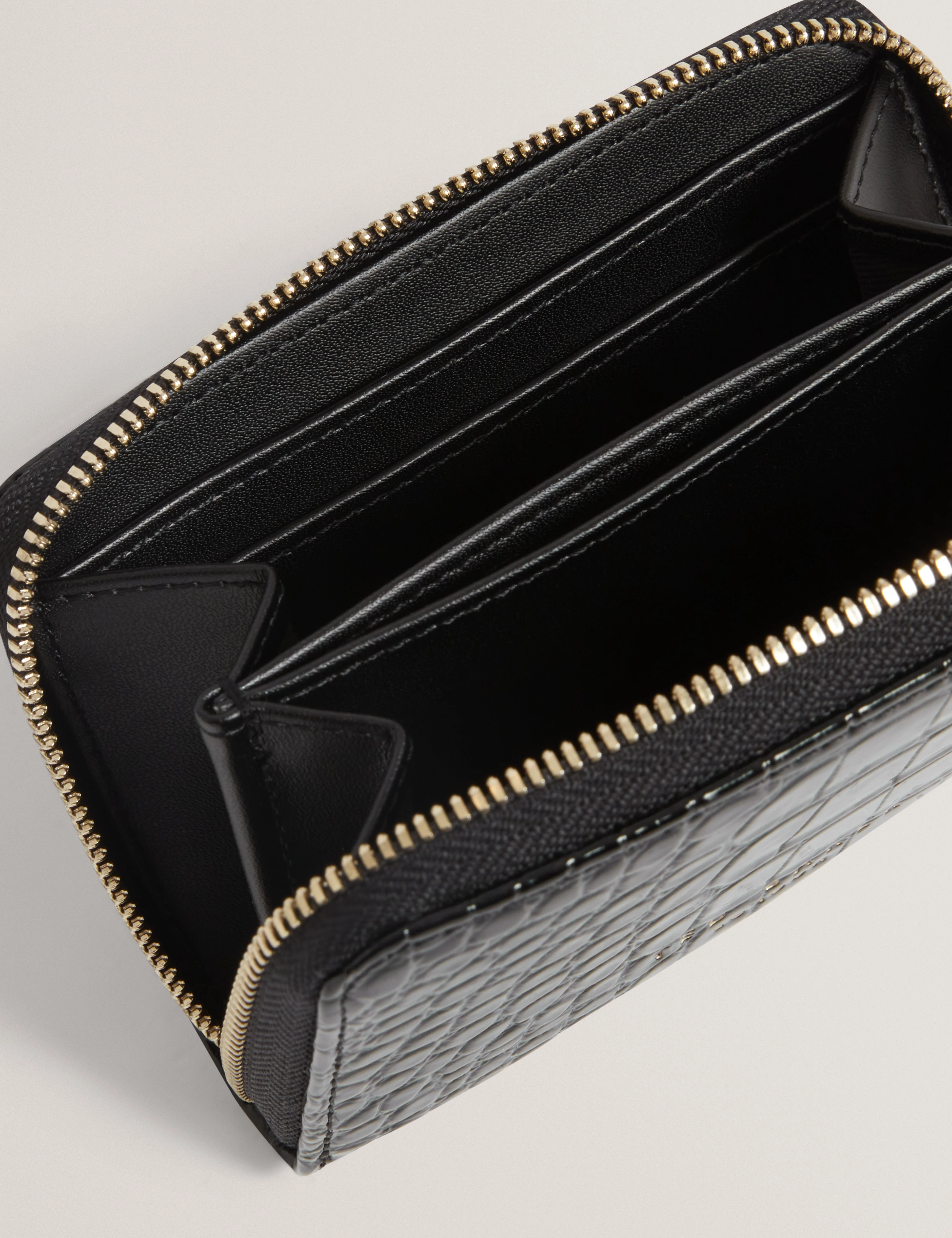 Varlee Croc Effect Small Zip Around Wallet Black - Image 4