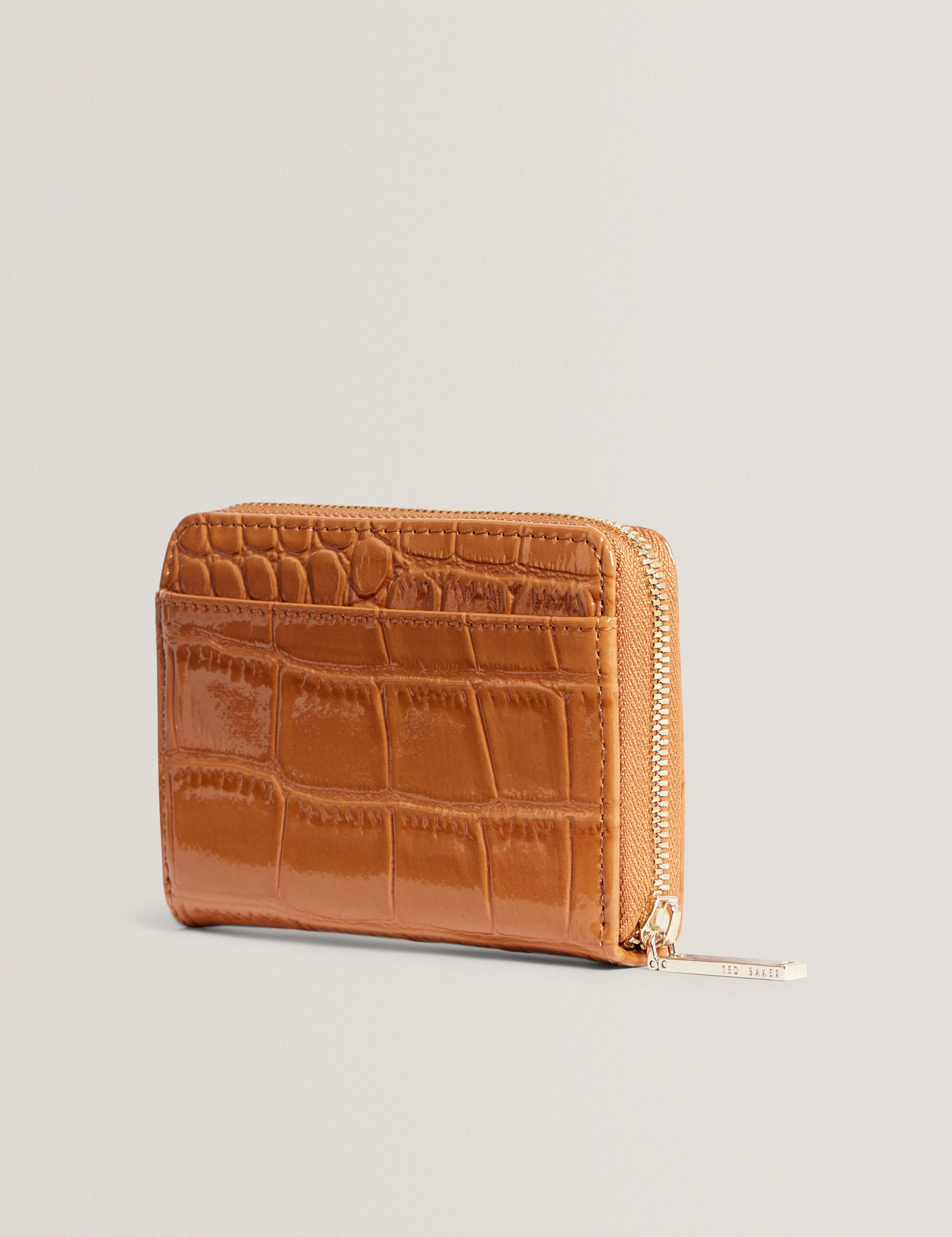 Varlee Croc Effect Small Zip Around Wallet Tan - Image 3