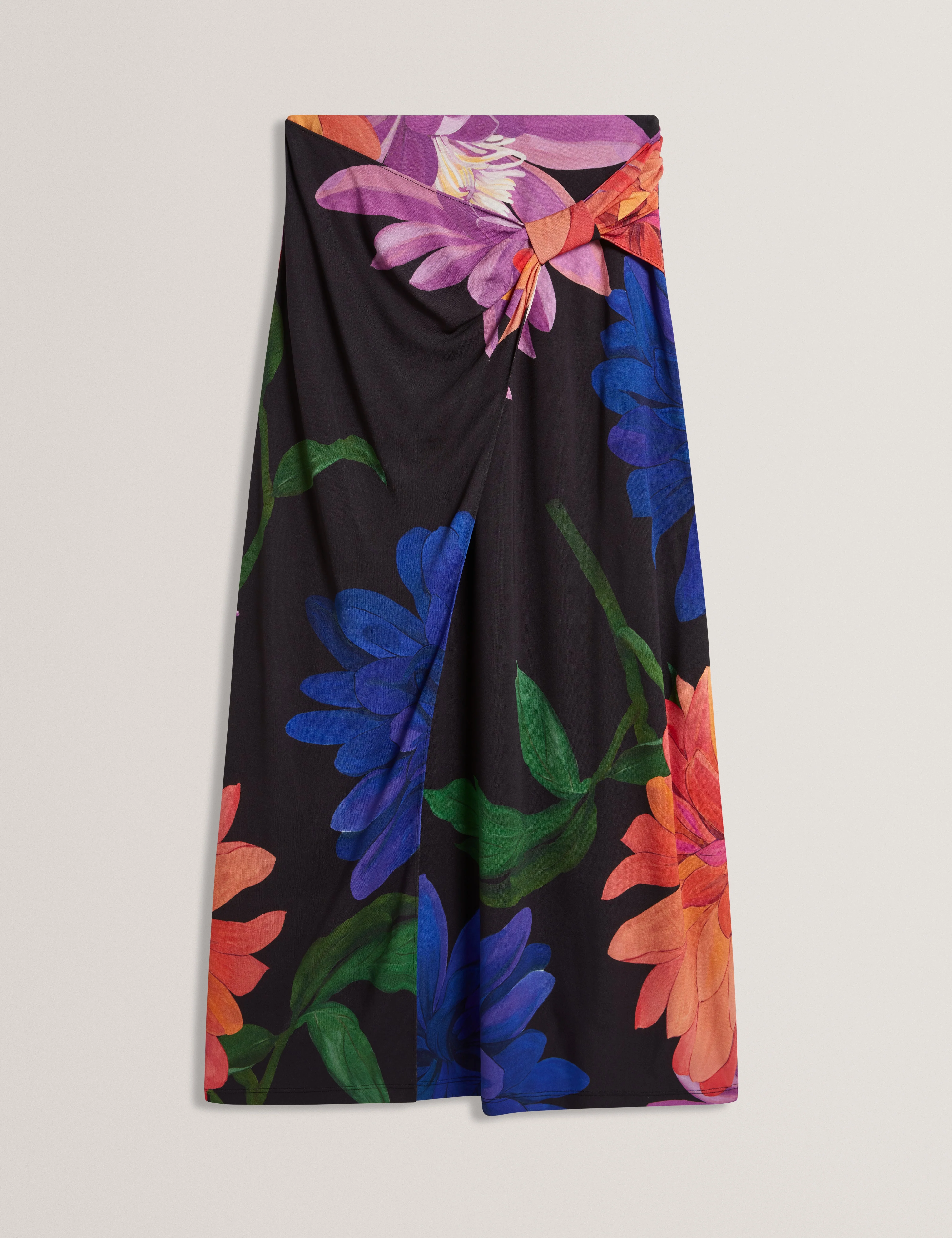 Varnia Printed Asymmetric Jersey Skirt Black - Image 8