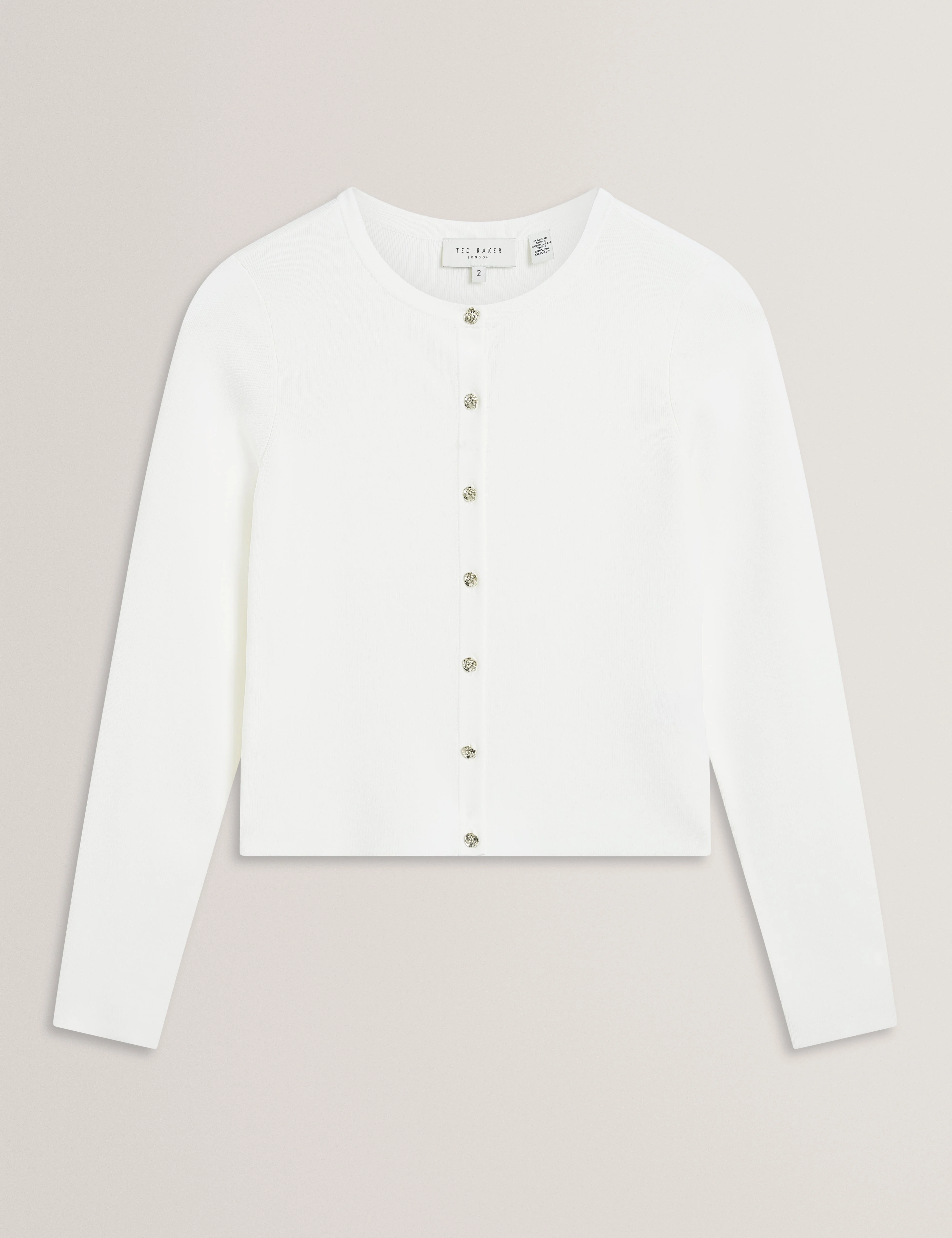 Vedla Cropped Crew Neck Cardigan Ivory - Image 7