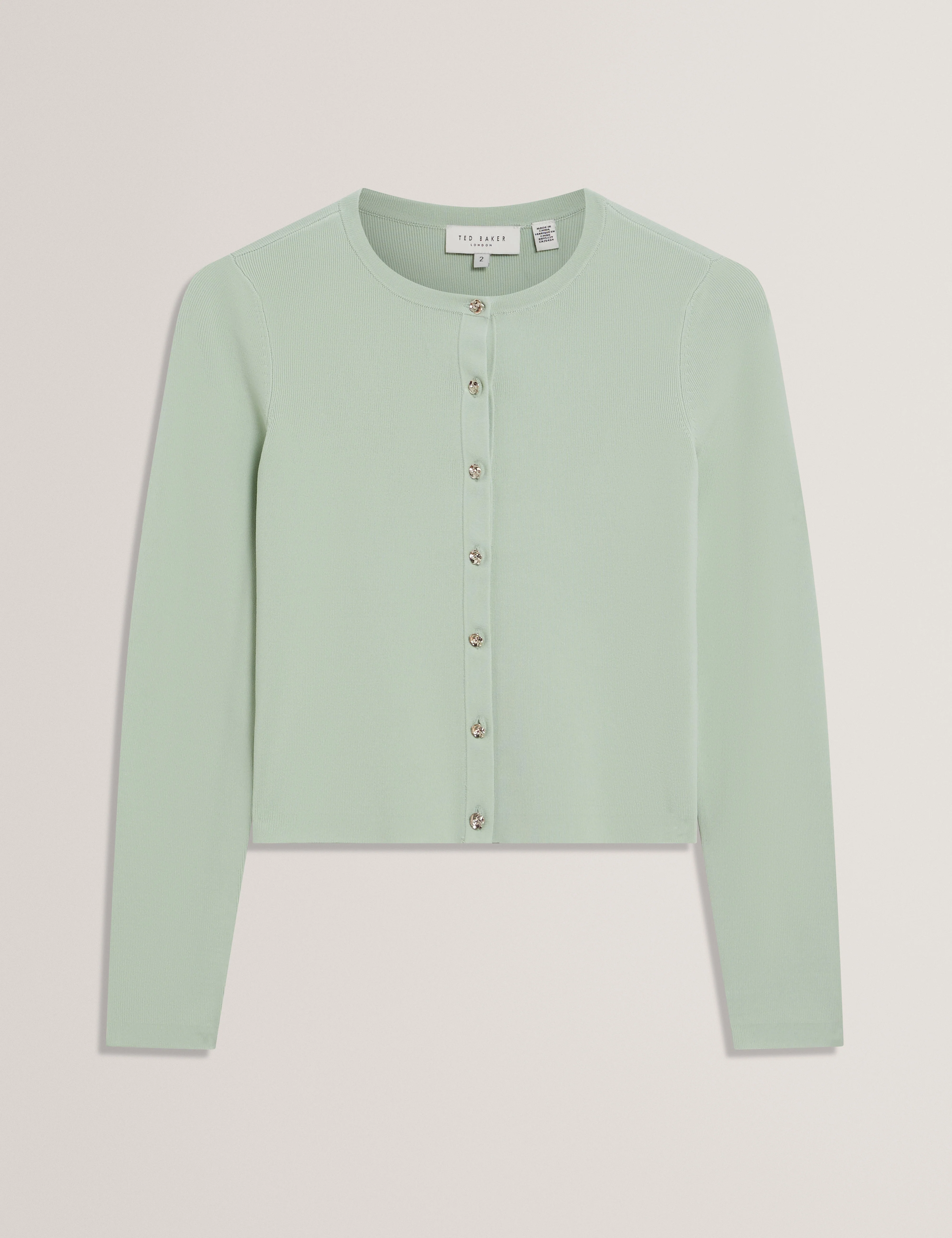 Vedla Cropped Crew Neck Cardigan Pl-Green - Image 7