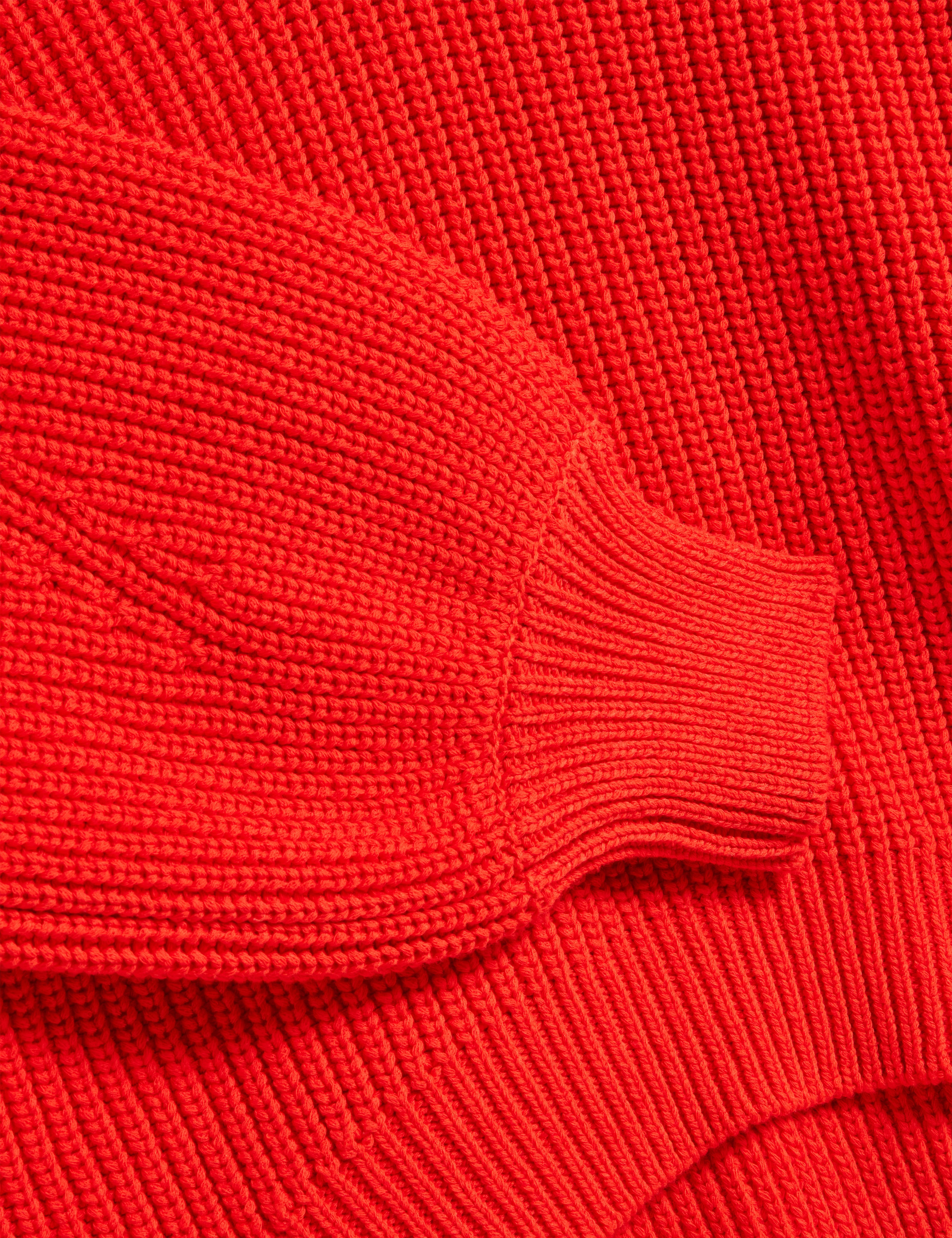 Velmee Cotton Blend V Neck Sweater Red - Image 3