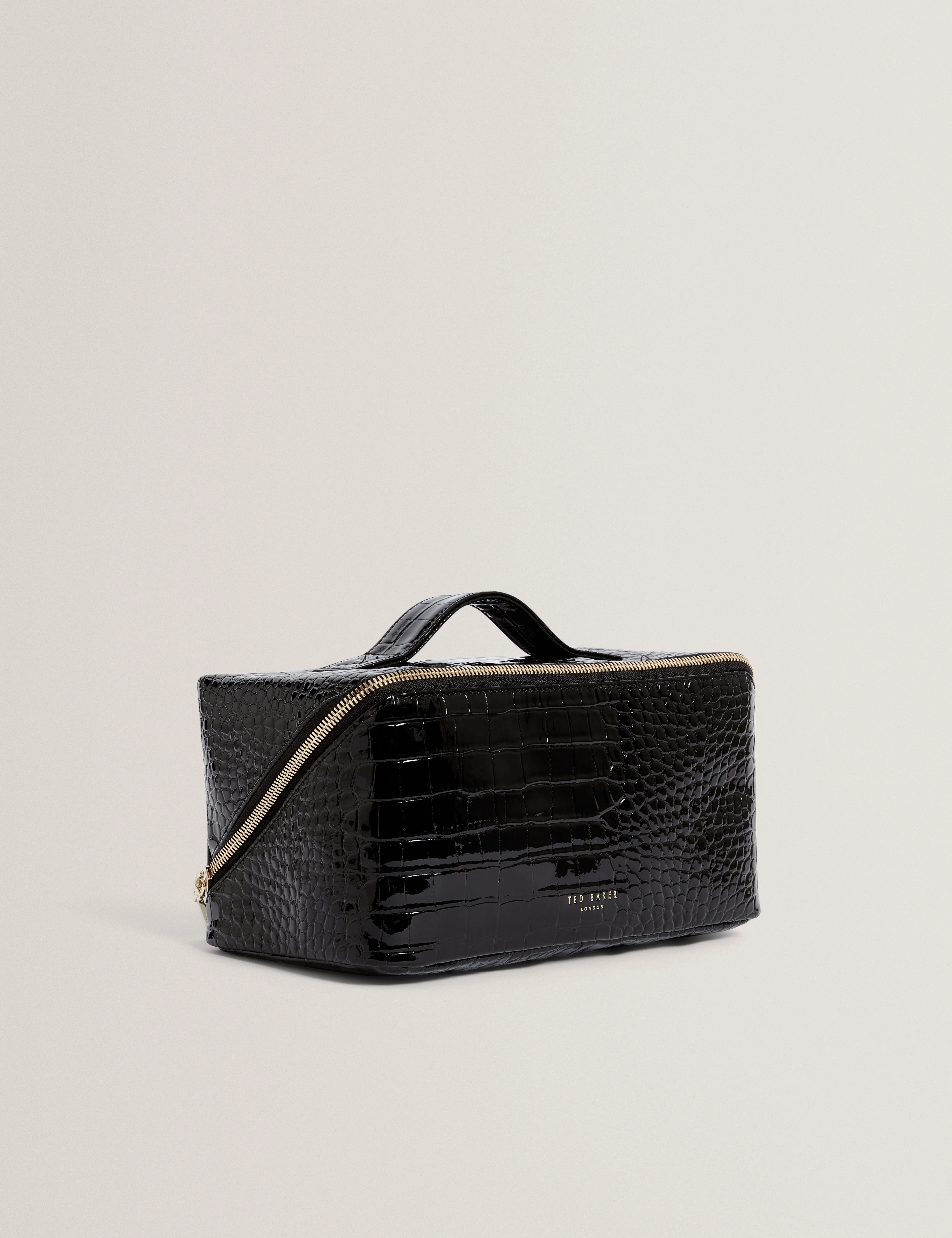 Vieda Croc Effect Small Makeup Bag Black - Image 3