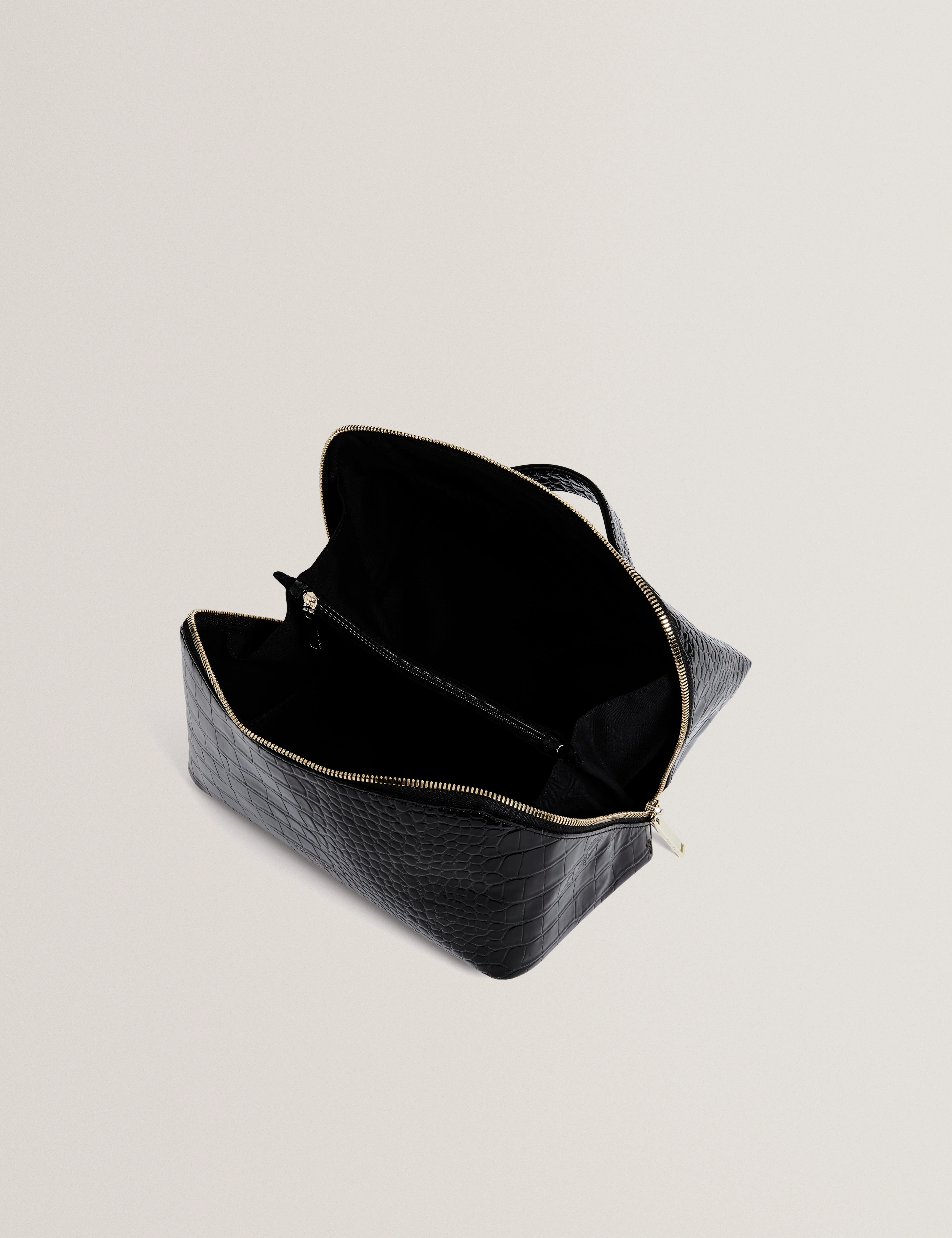 Vieda Croc Effect Small Makeup Bag Black - Image 4