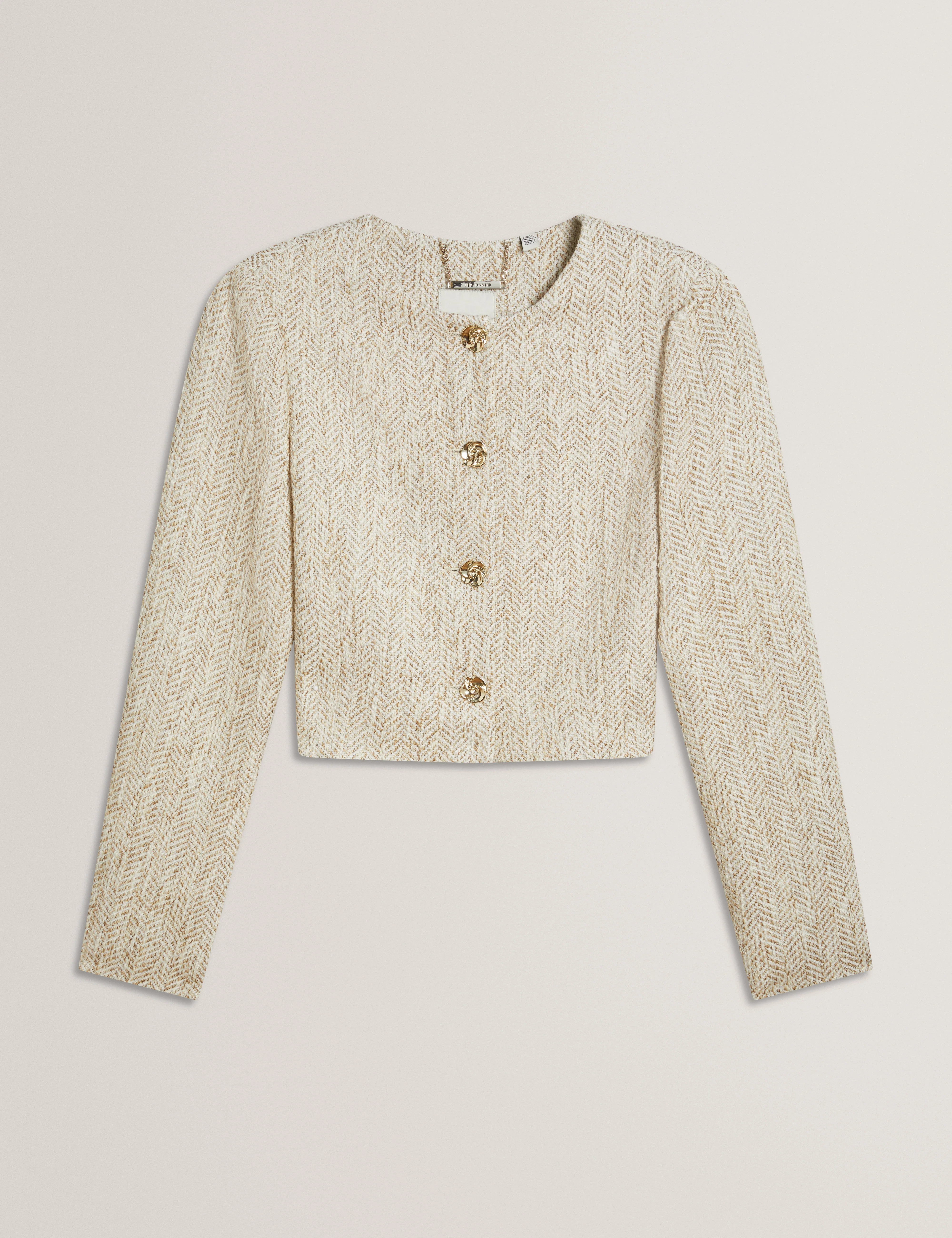 Vulpa Tailored Boucle Fitted Cropped Ivory - Image 6