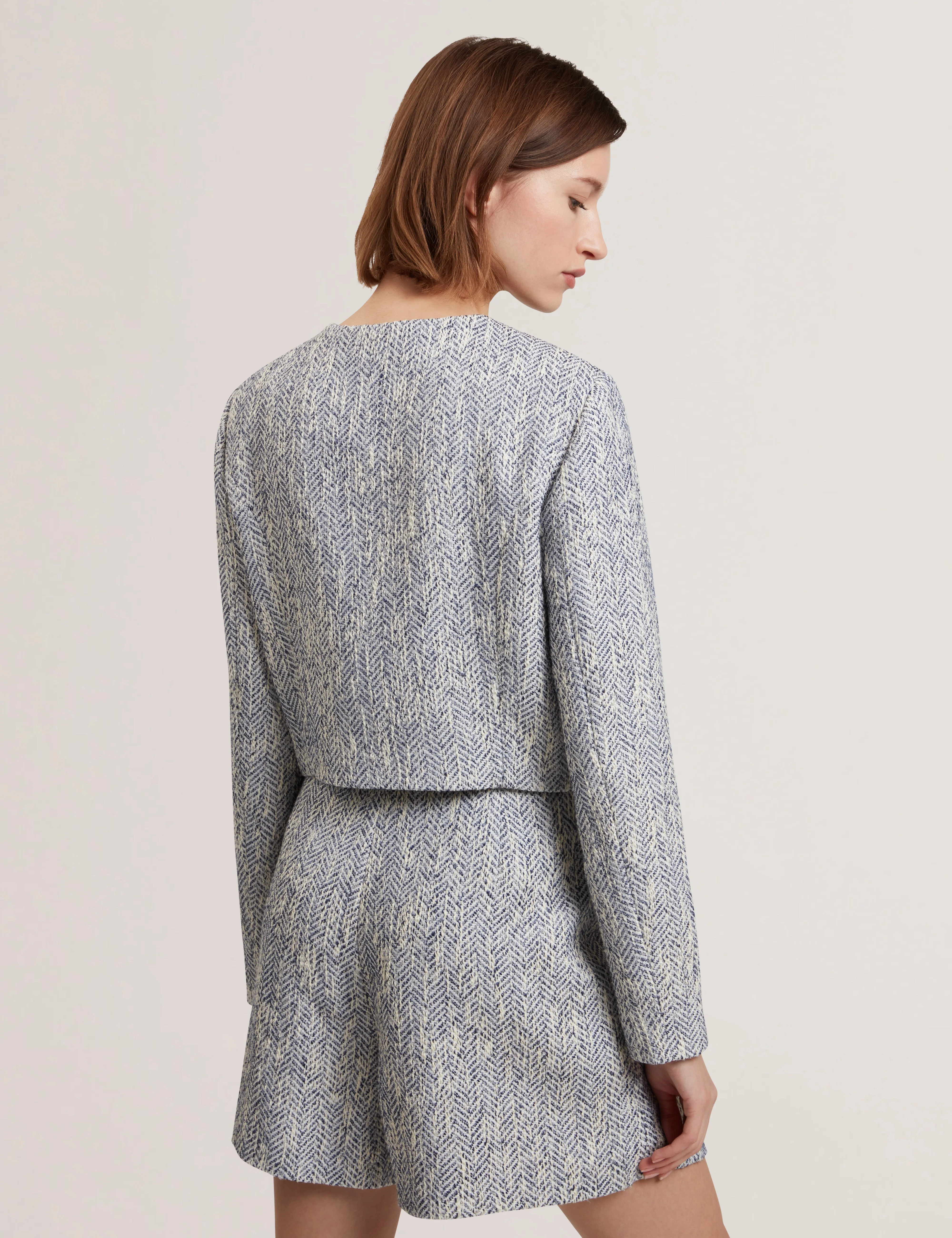 Vulpa Tailored Boucle Fitted Cropped Lt-Blue - Image 5