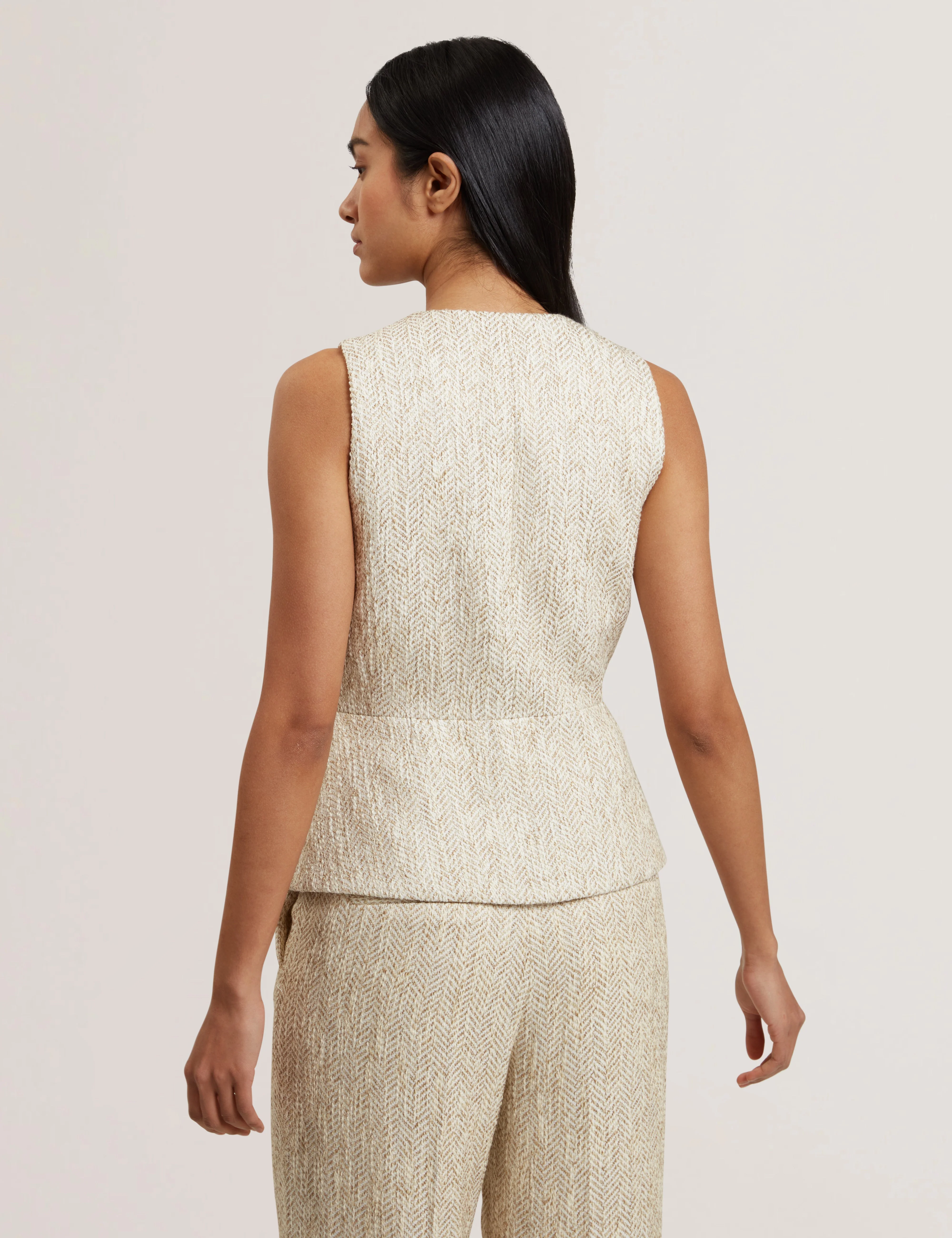 Vulpaw Tailored Boucle Fitted Waistcoat Ivory - Image 5