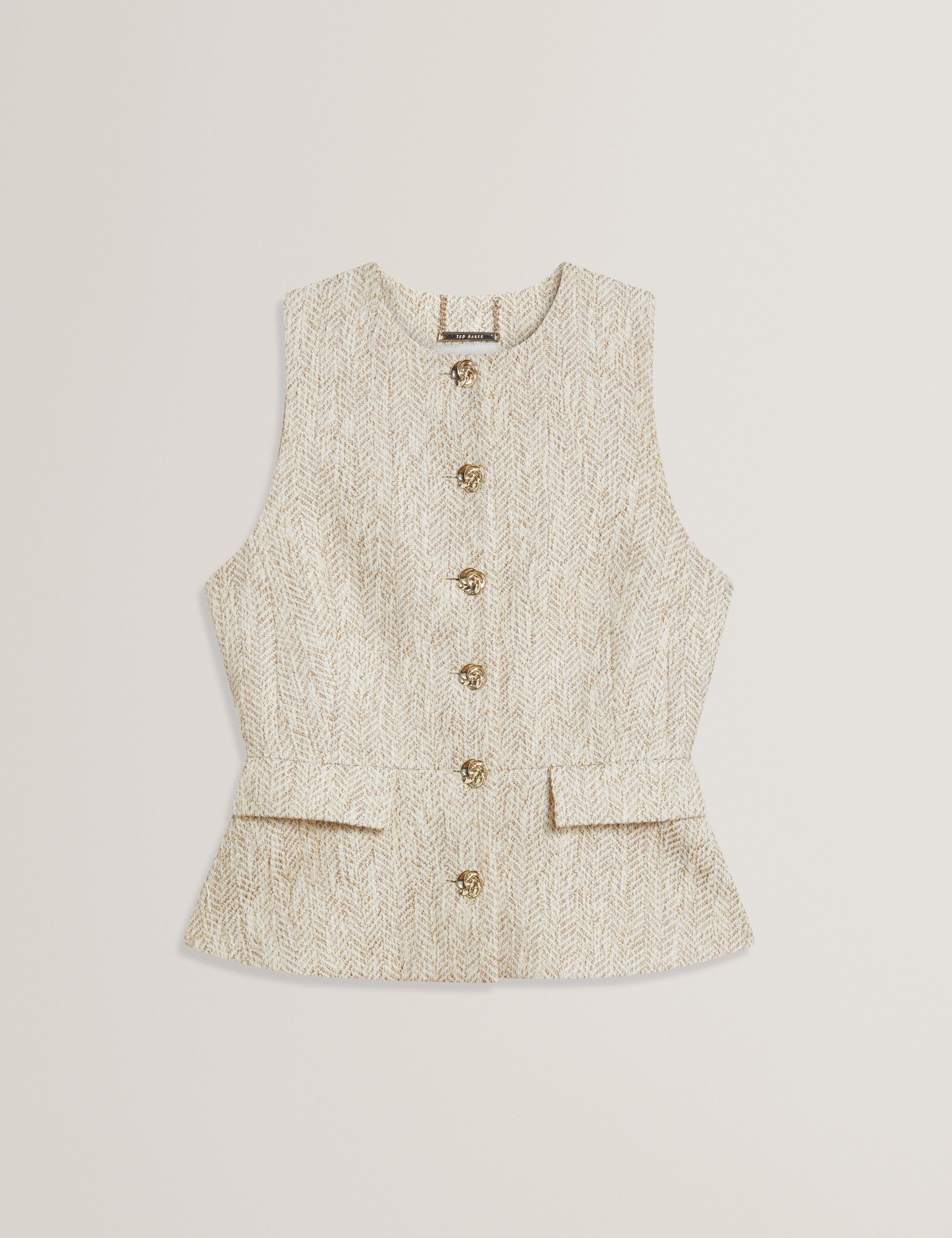 Vulpaw Tailored Boucle Fitted Waistcoat Ivory - Image 6