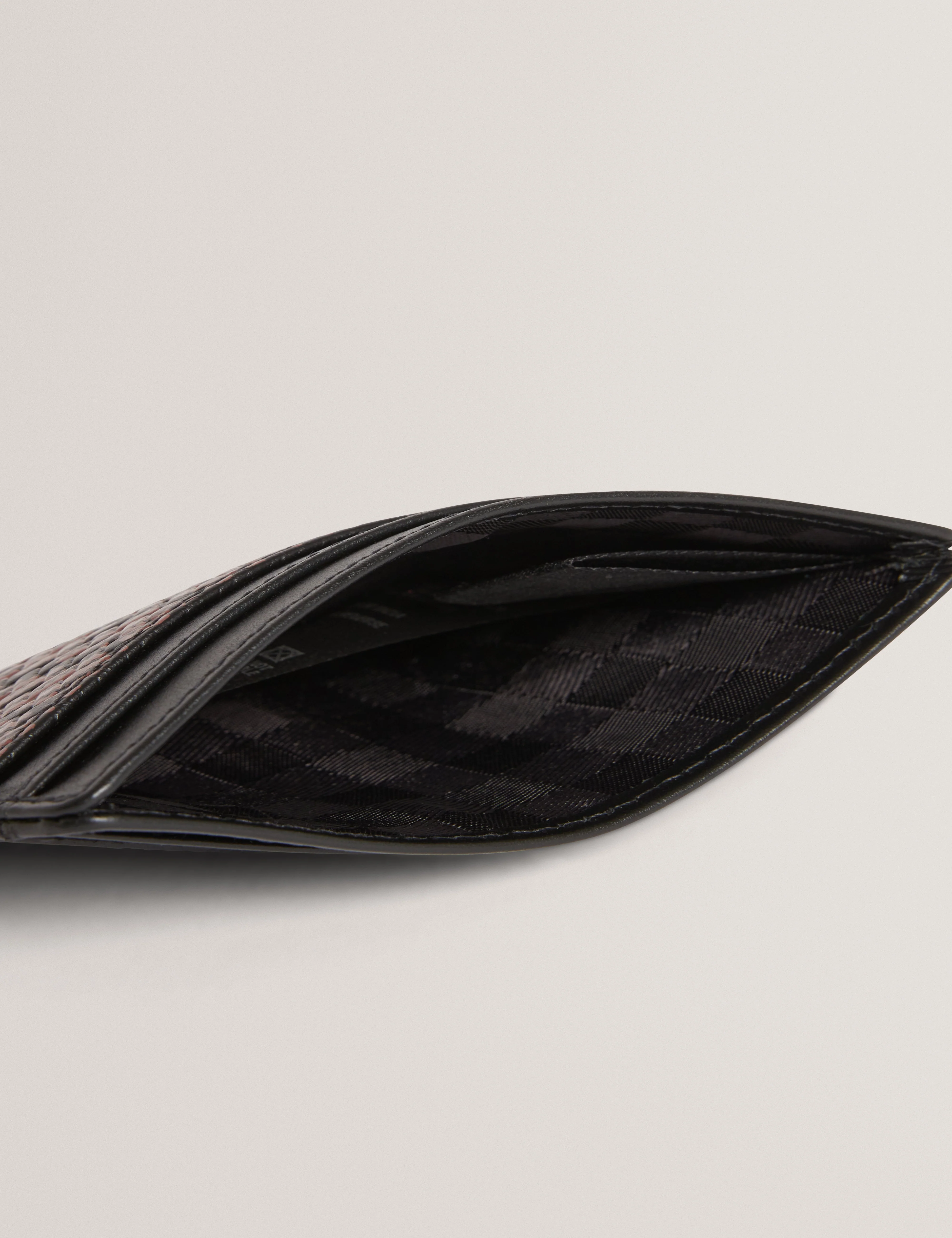 Walston Printed Weave Leather Cardholder Black - Image 4