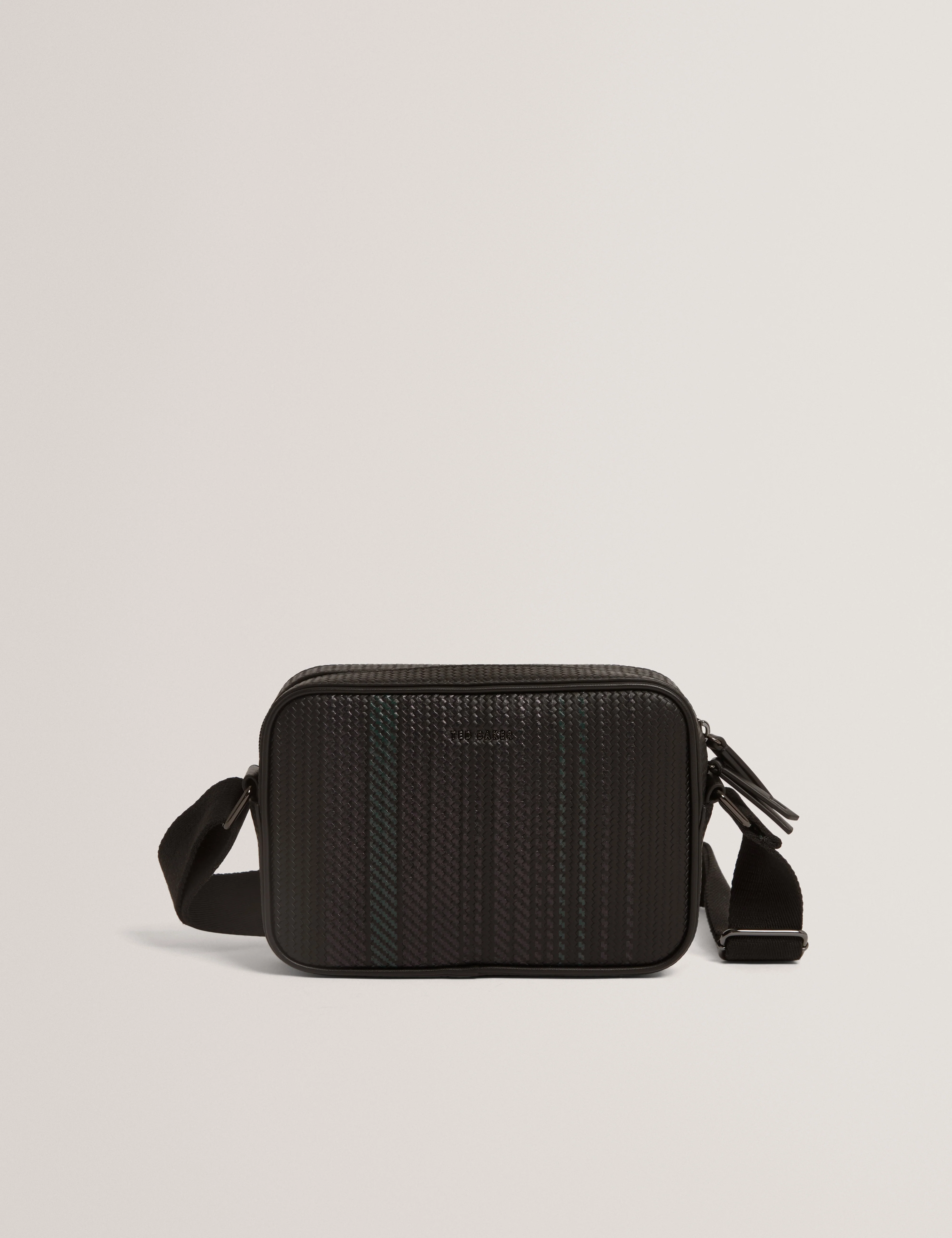 Walt Printed Weave Pu Crossbody Bag Black