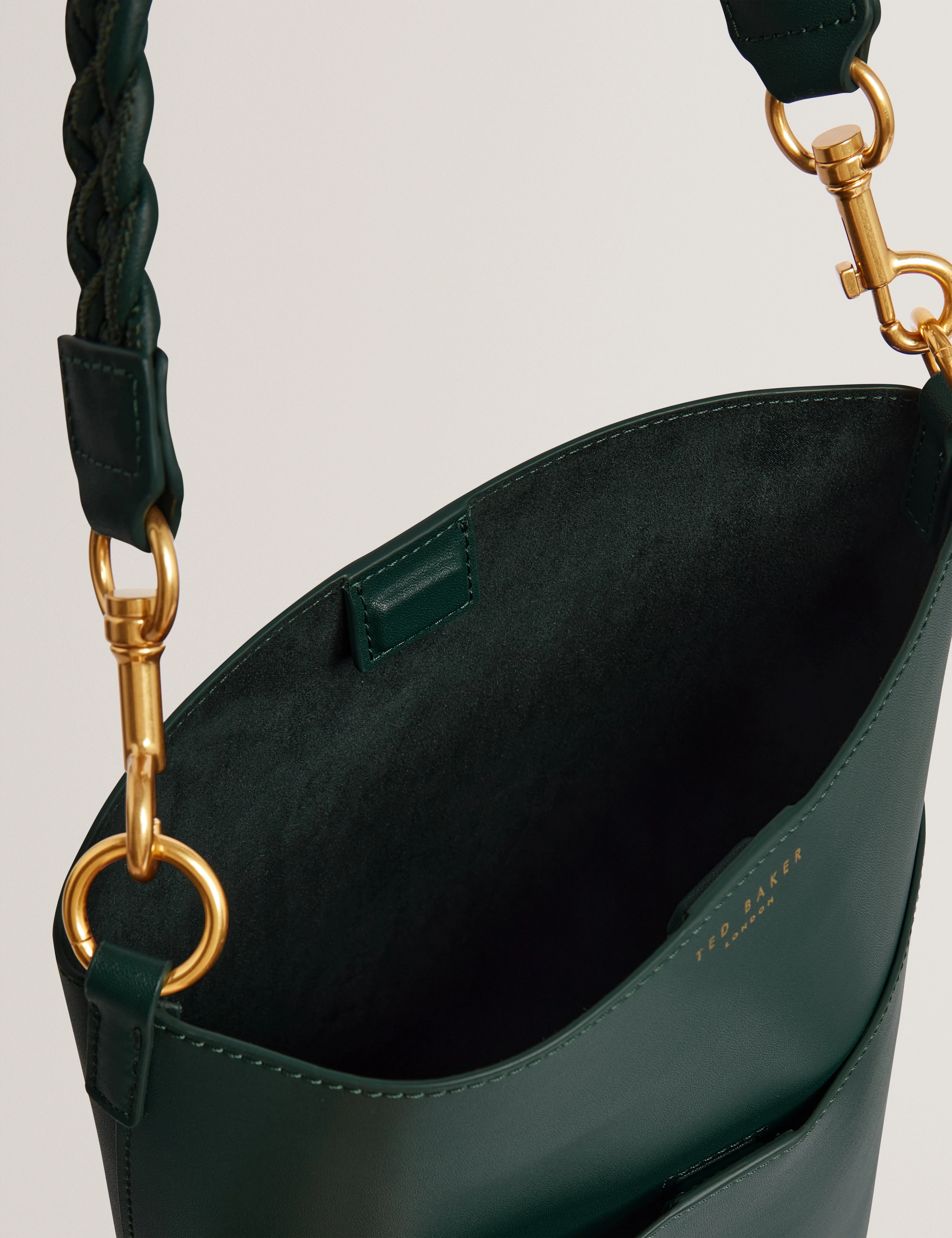 Wannda Weave Handle Leather Medium Bucket Bag Green - Image 5