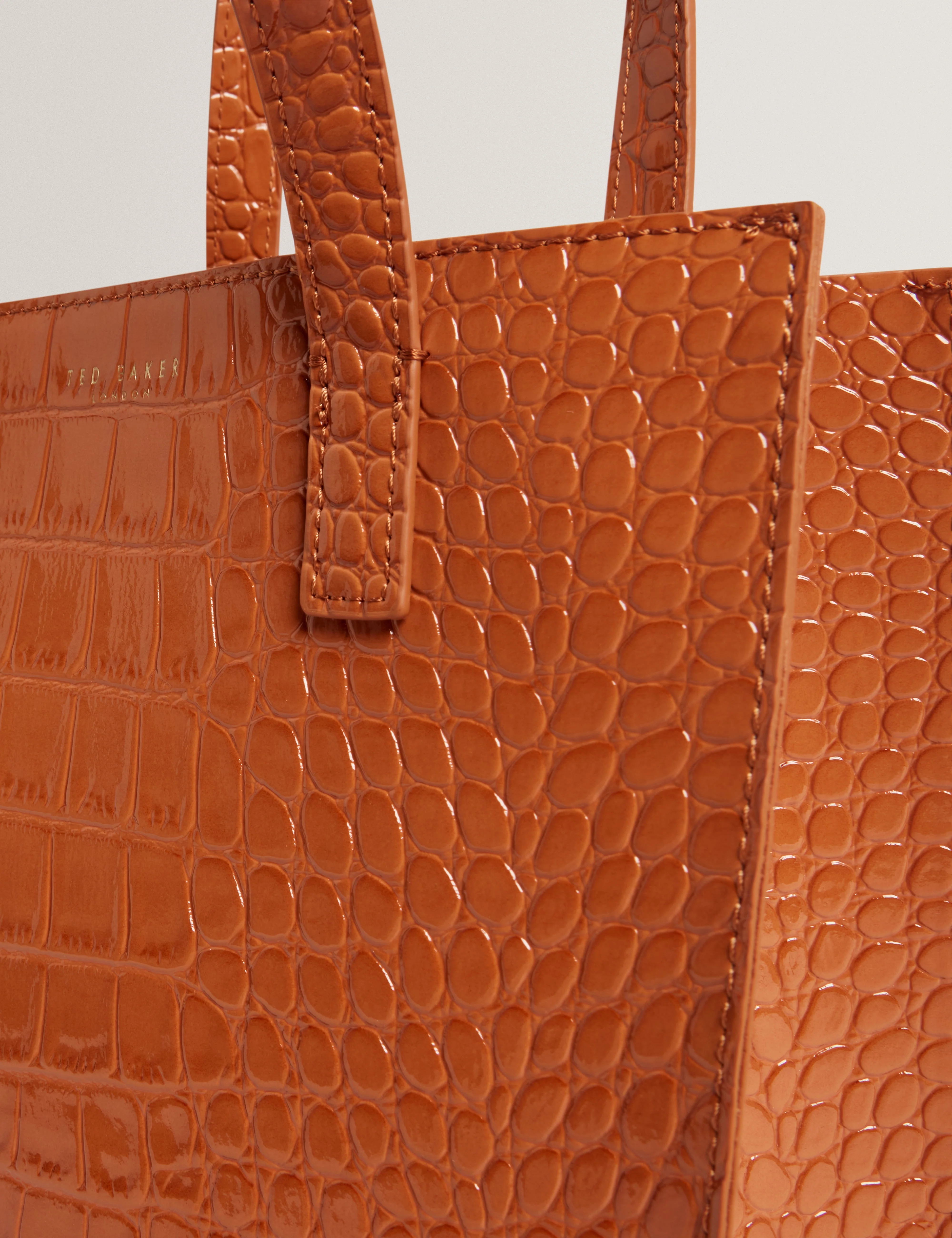 Wenonaa Croc Effect Small Icon Bag Tan - Image 3