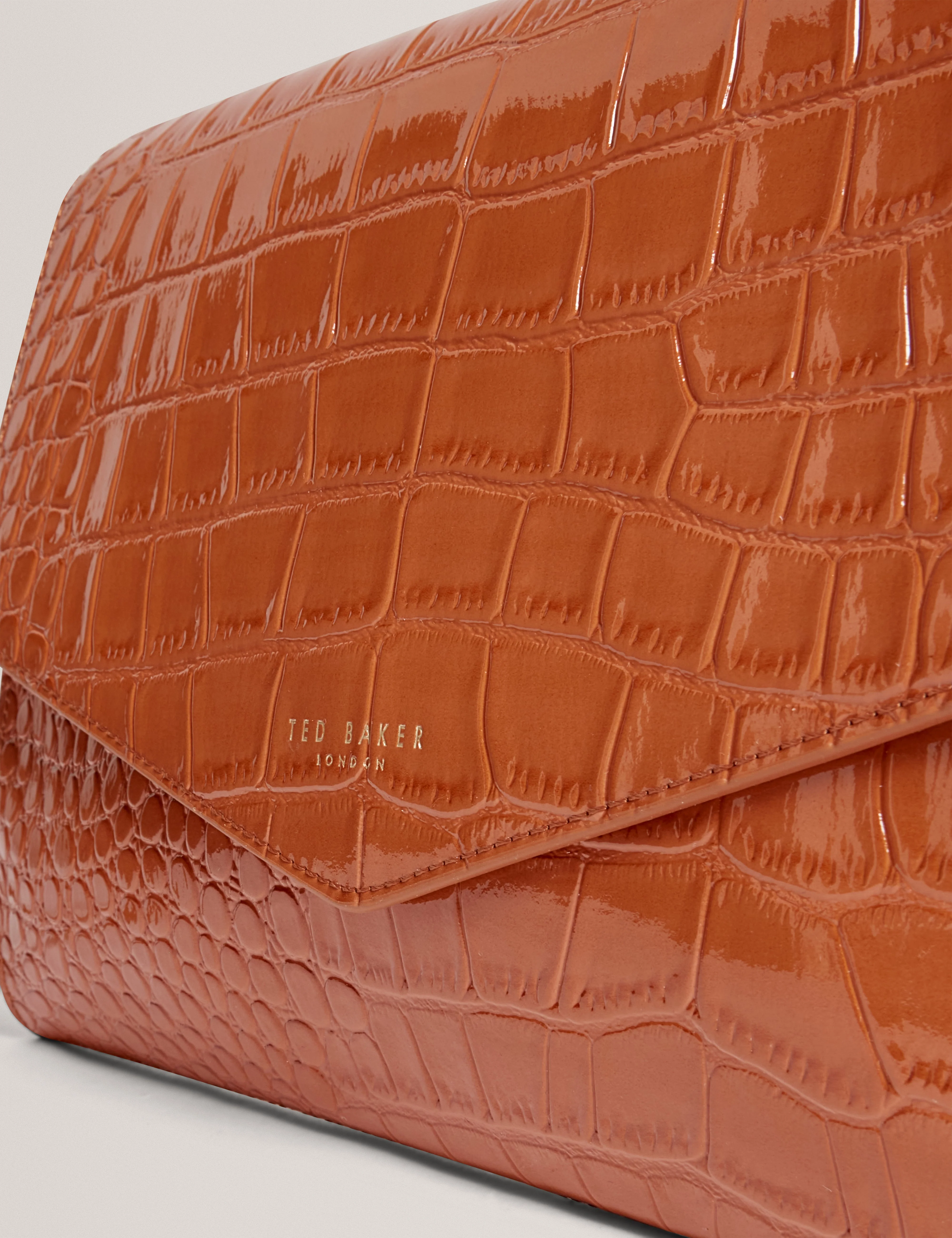 Wesslie Croc Effect Icon Envelope Pouch Tan - Image 3